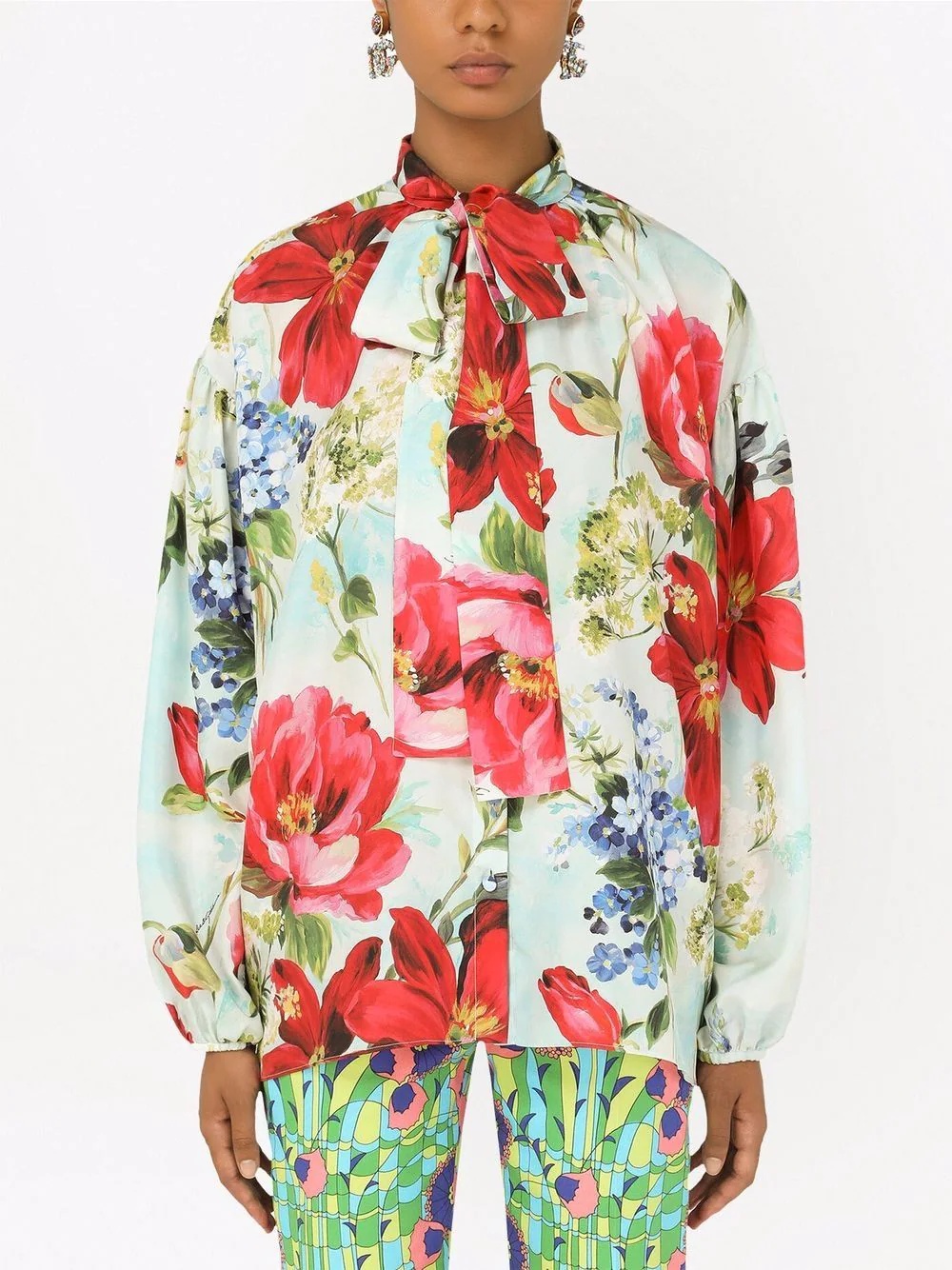 floral-print silk shirt - 3