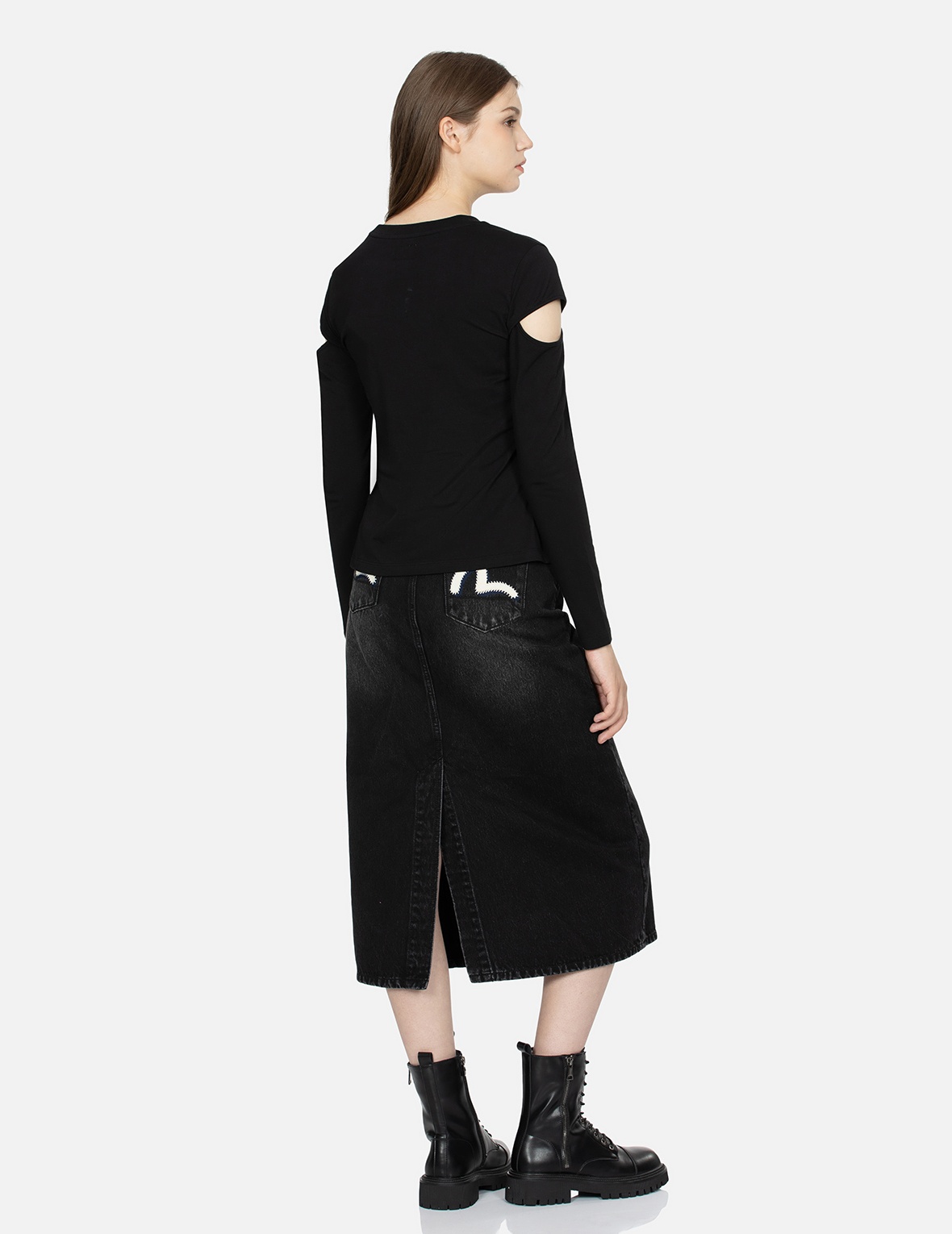 SEAGULL TACTILE PRINT CUT-OUT SLEEVE T-SHIRT - 4
