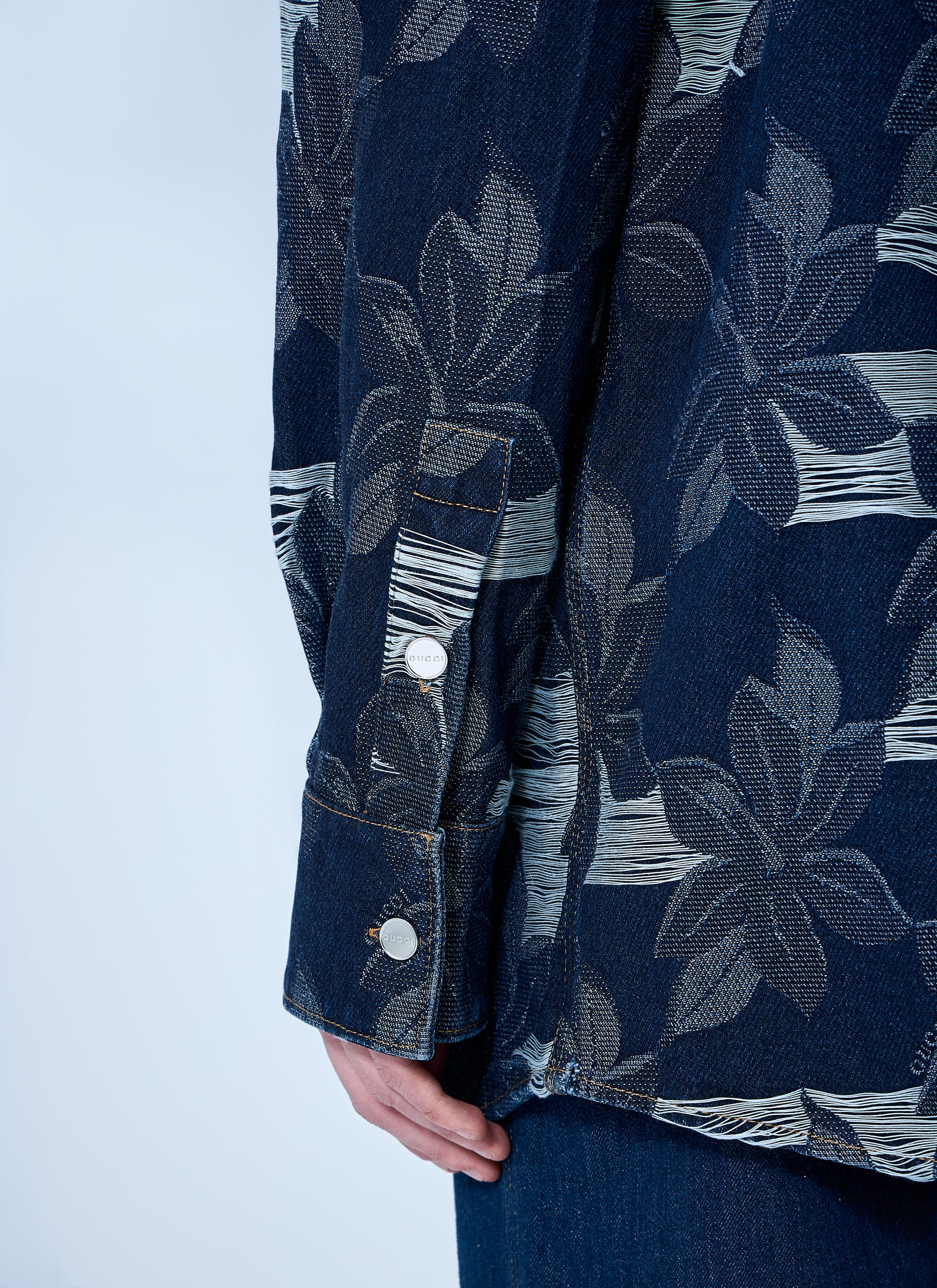 Gucci Men Floral Jacquared Denim Shirt - 5