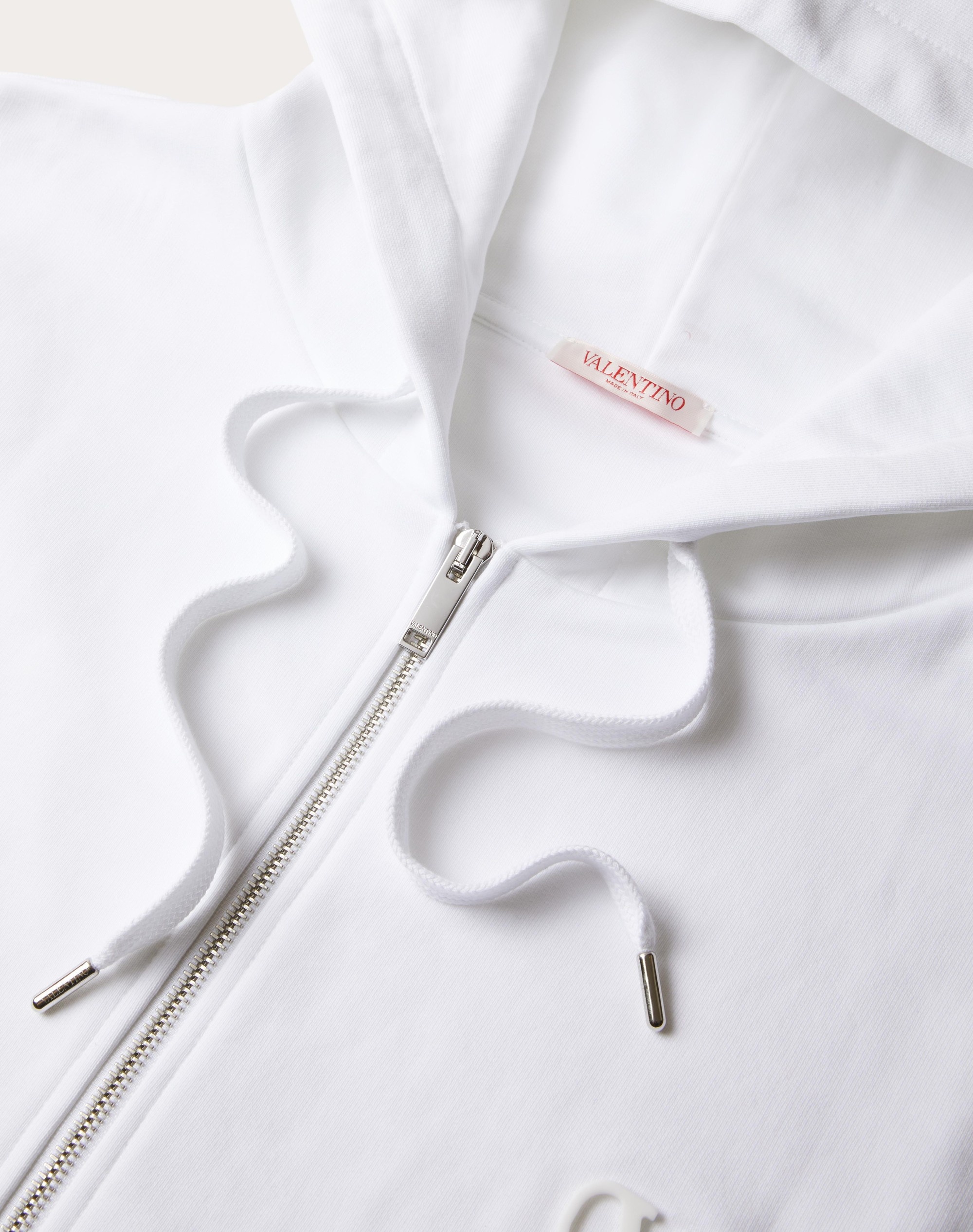 SLEEVELESS COTTON SWEATSHIRT WITH HOOD AND VLOGO SIGNATURE PATCH - 3