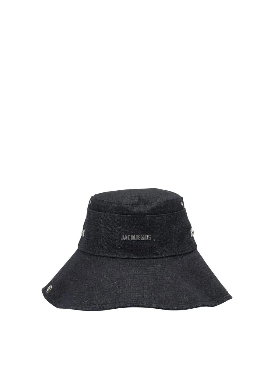 Jacquemus 'Le Bob De-Nimes' Blue Bucket Hat With Logo Lettering On The Front And Adjustable Strap In - 1