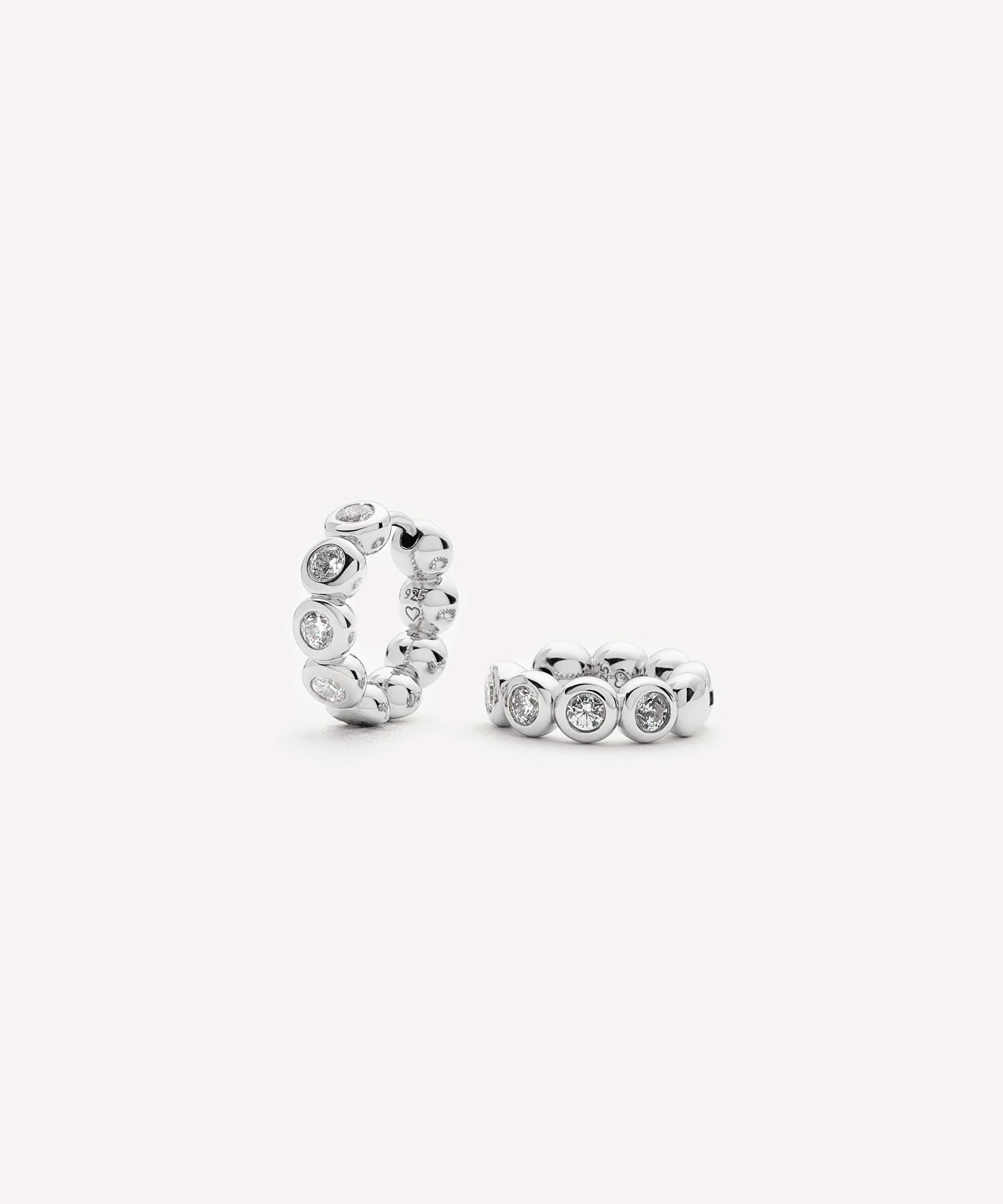 Sterling Silver Small Tennis Hoop Earrings - 1