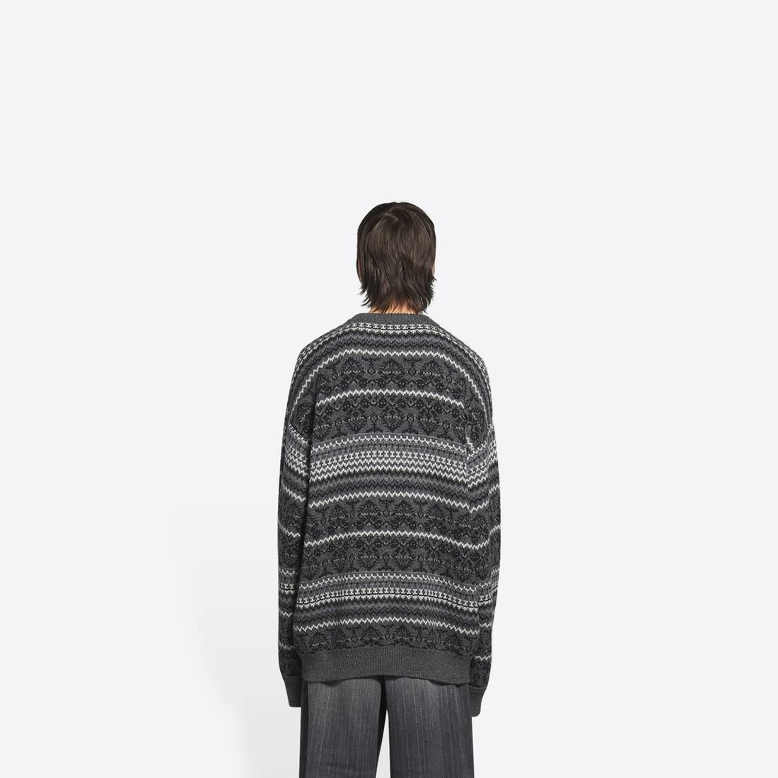 Men's Fairisle Crewneck in Grey - 5