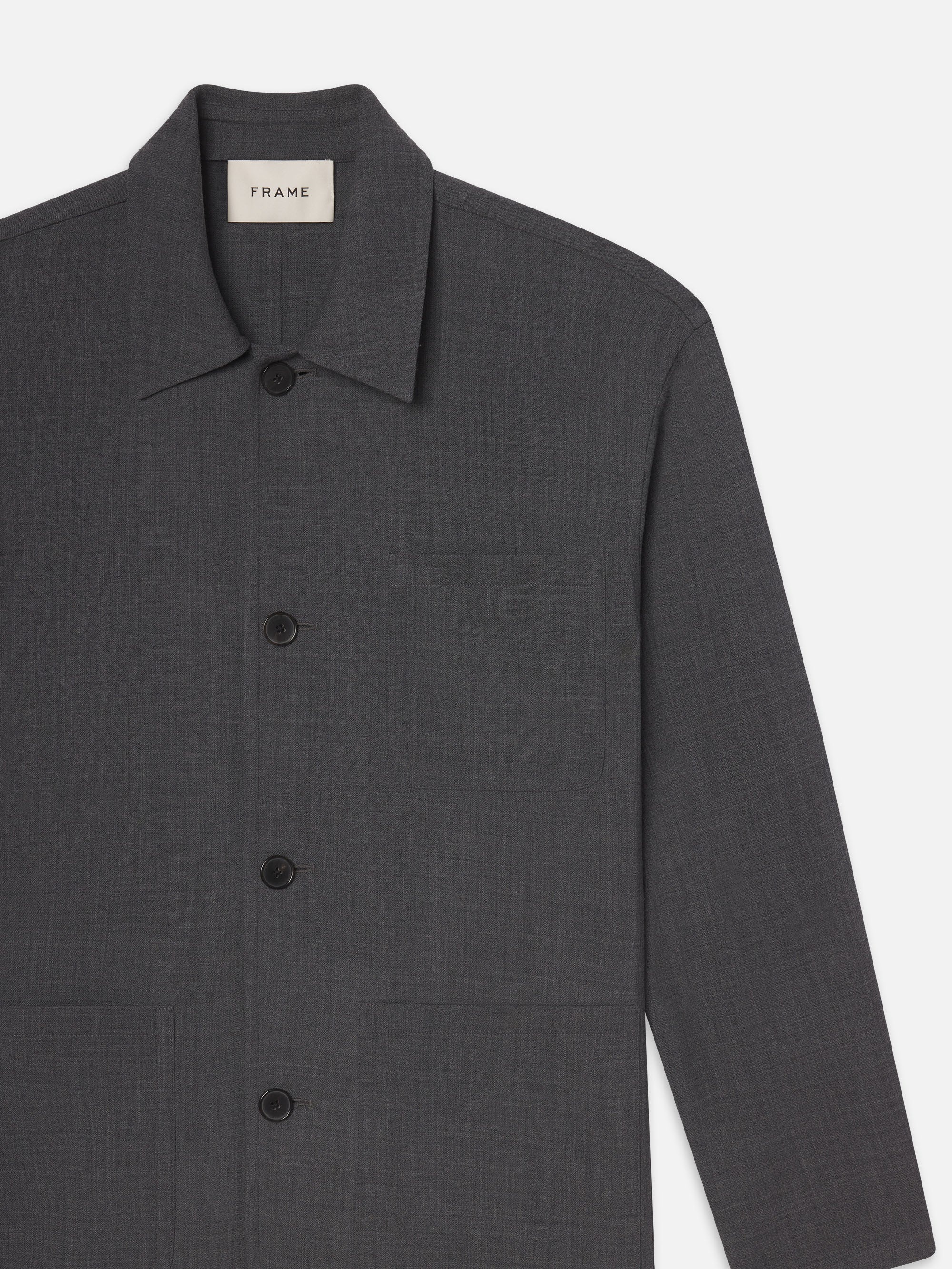 Wool Chore Coat in Charcoal Grey - 4