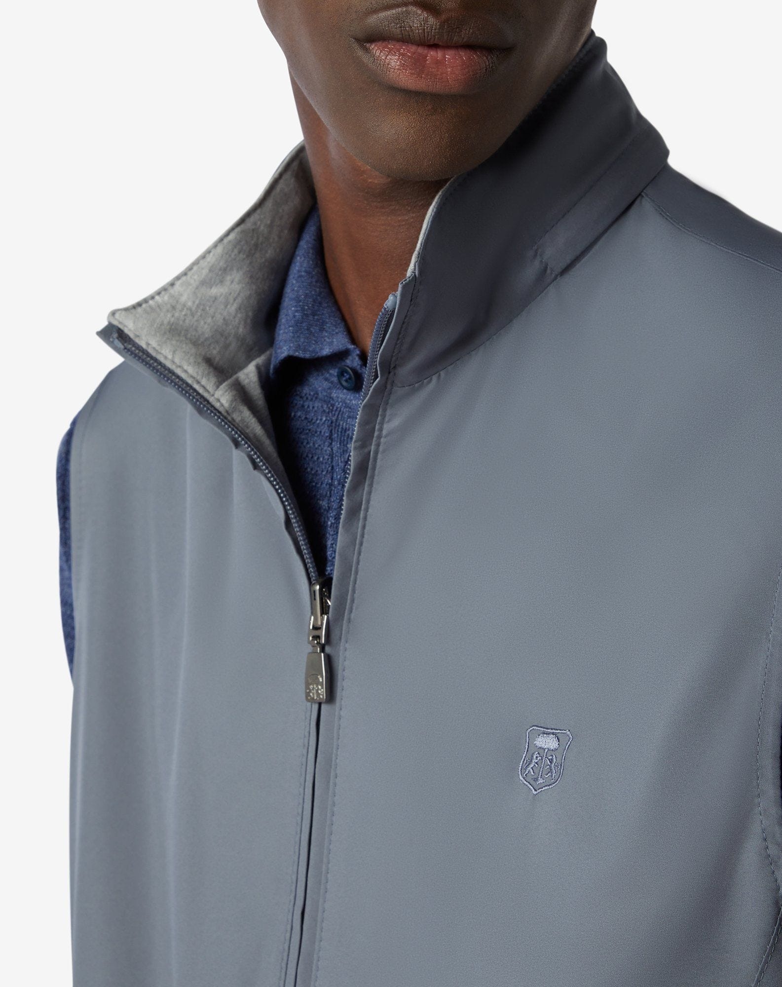 Powder blue reversible technical fabric waistcoat - 3