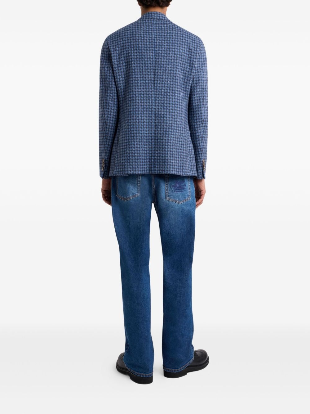 checked single-breasted blazer - 3