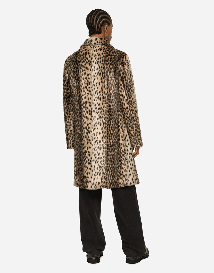 Lynx-effect jacquard faux fur coat - 3