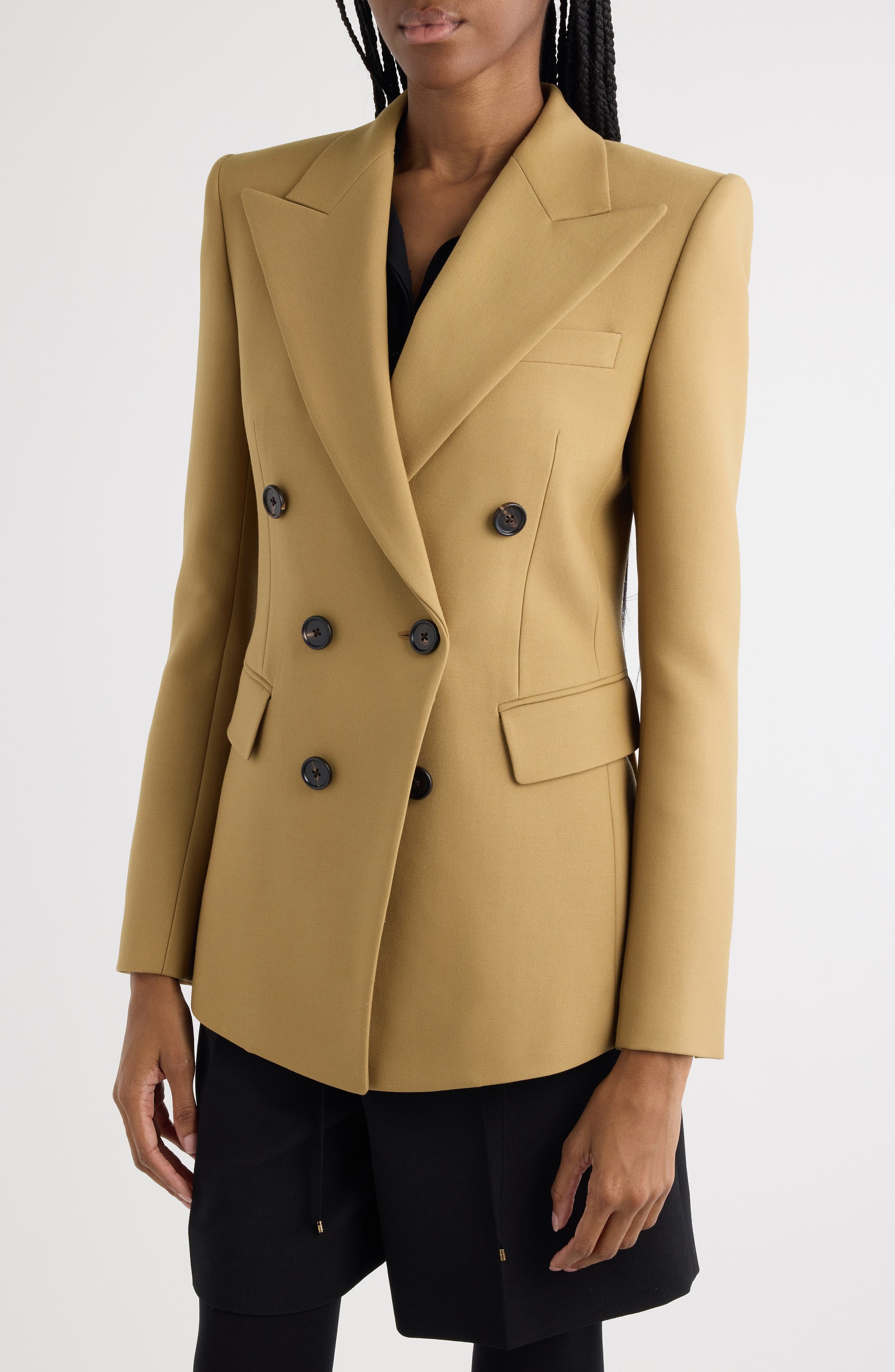 Chloé Double Breasted Virgin Wool Grain de Poudre Blazer in Nut at Nordstrom - 5