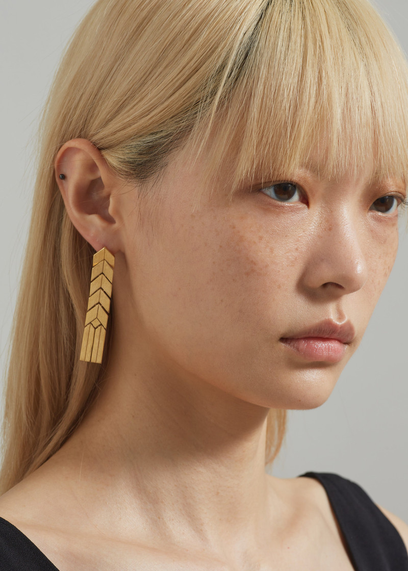 Bevza Flat Spikelet Earrings - Gold 5