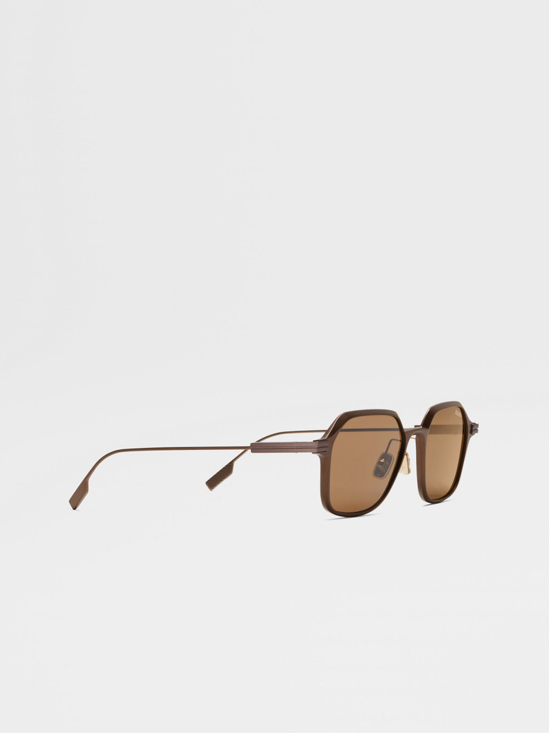 LIGHT BROWN ALUMINUM AND METAL SUNGLASSES 3