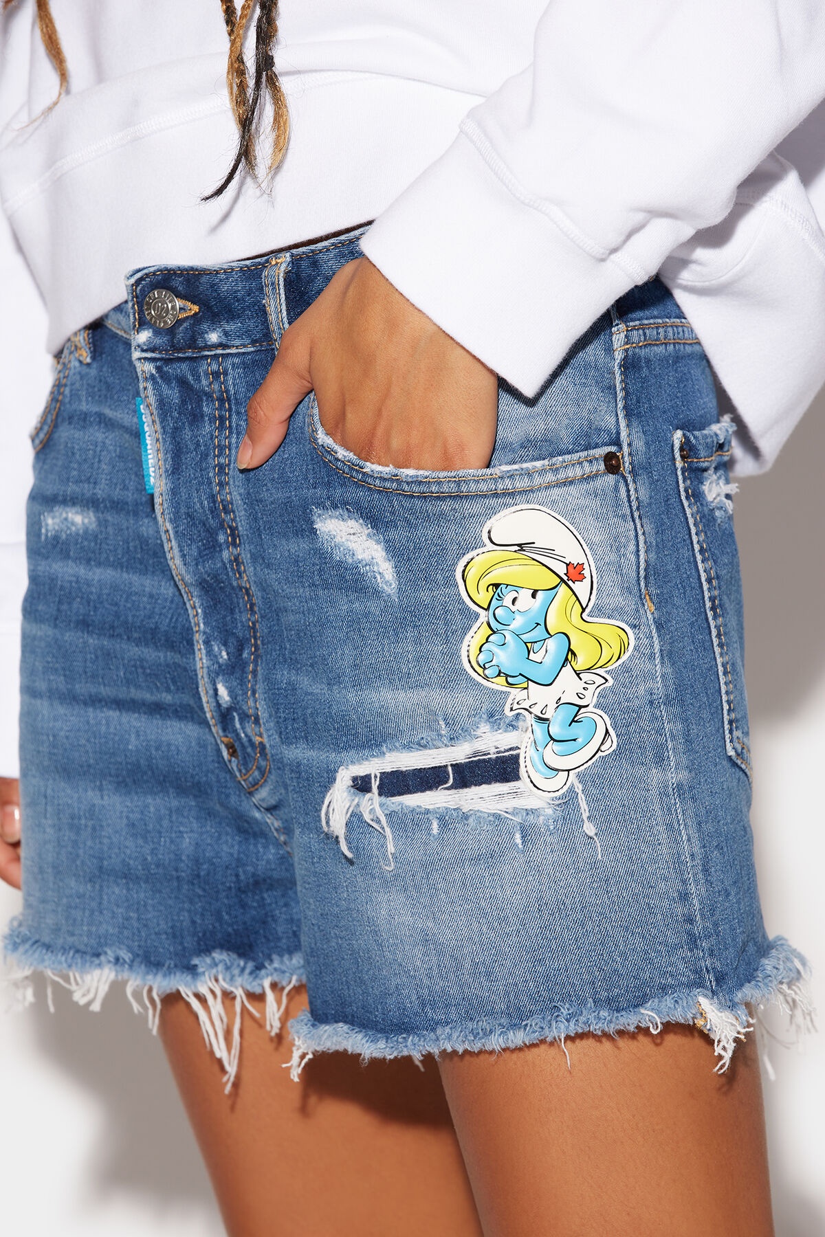 SMURFS BAGGY JEANS SHORTS - 4