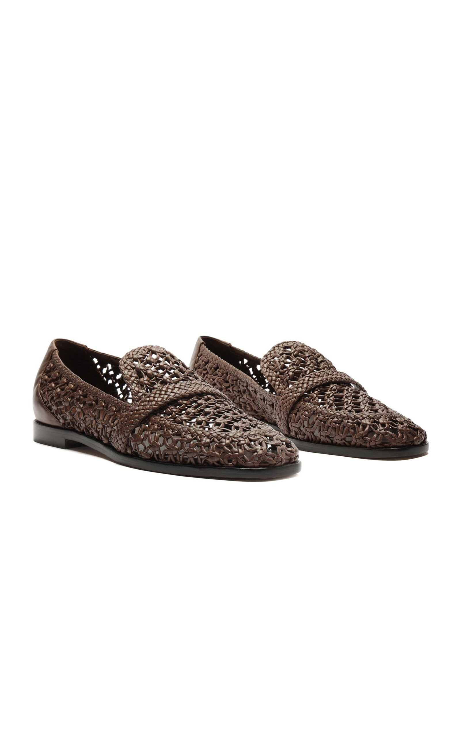 Jane Woven Leather Loafers brown - 6