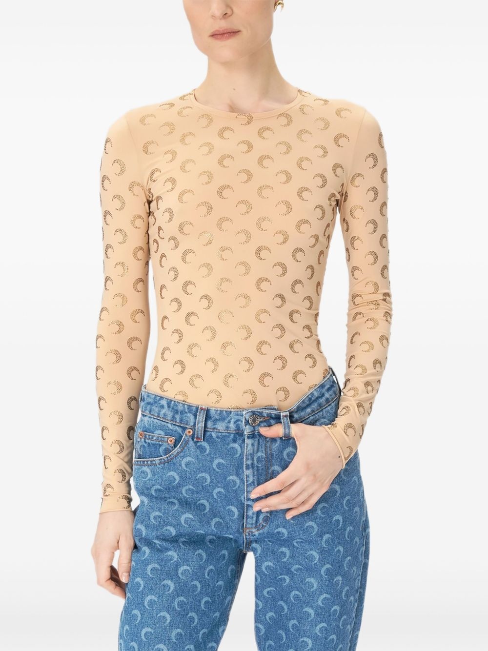 Moon-pattern jersey top - 1