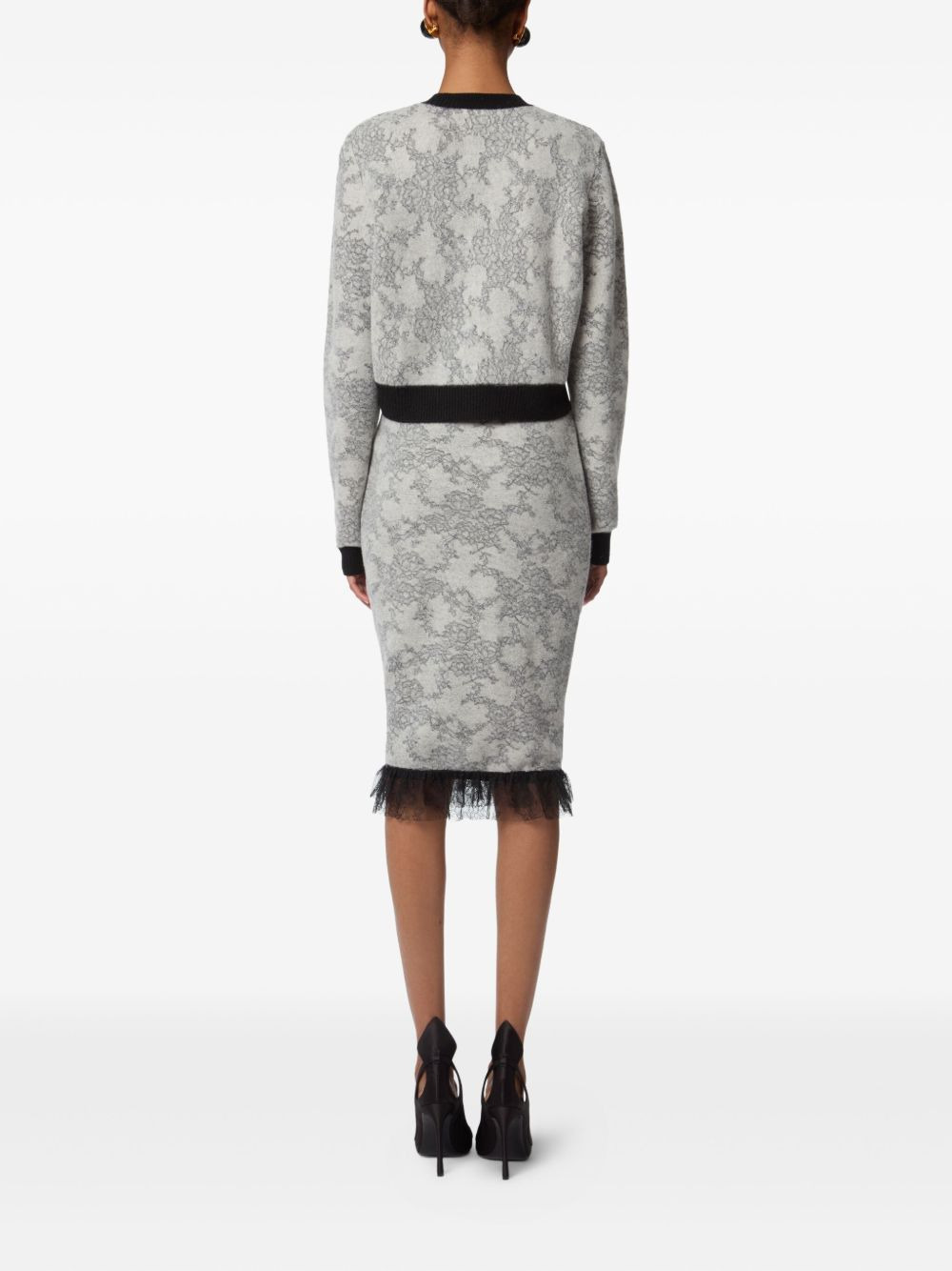 lace-pattern midi skirt - 4