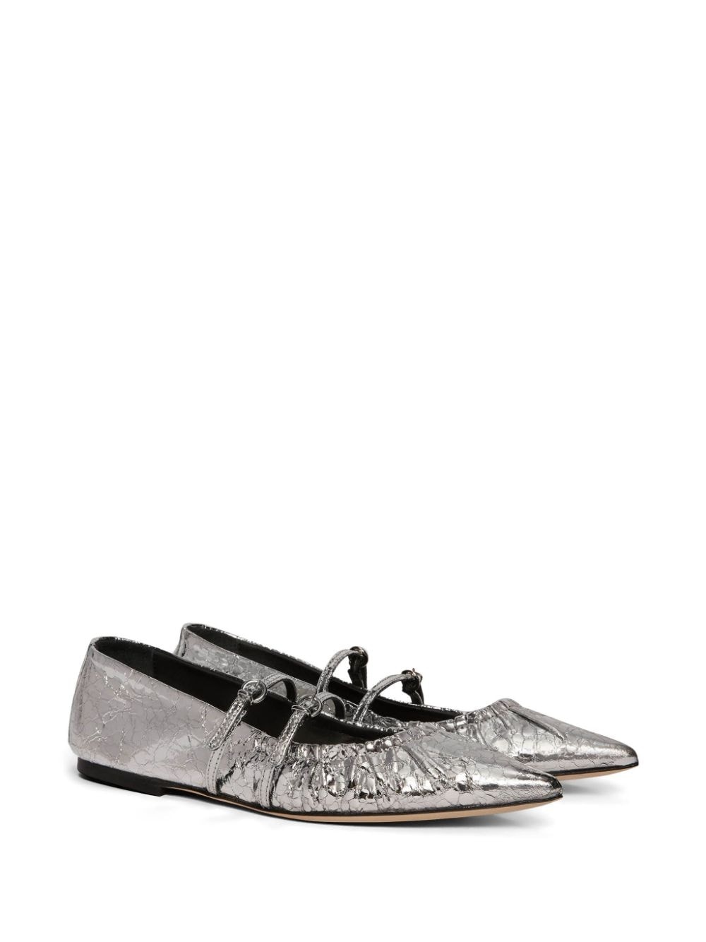 metallic-finish ballerina shoes - 2