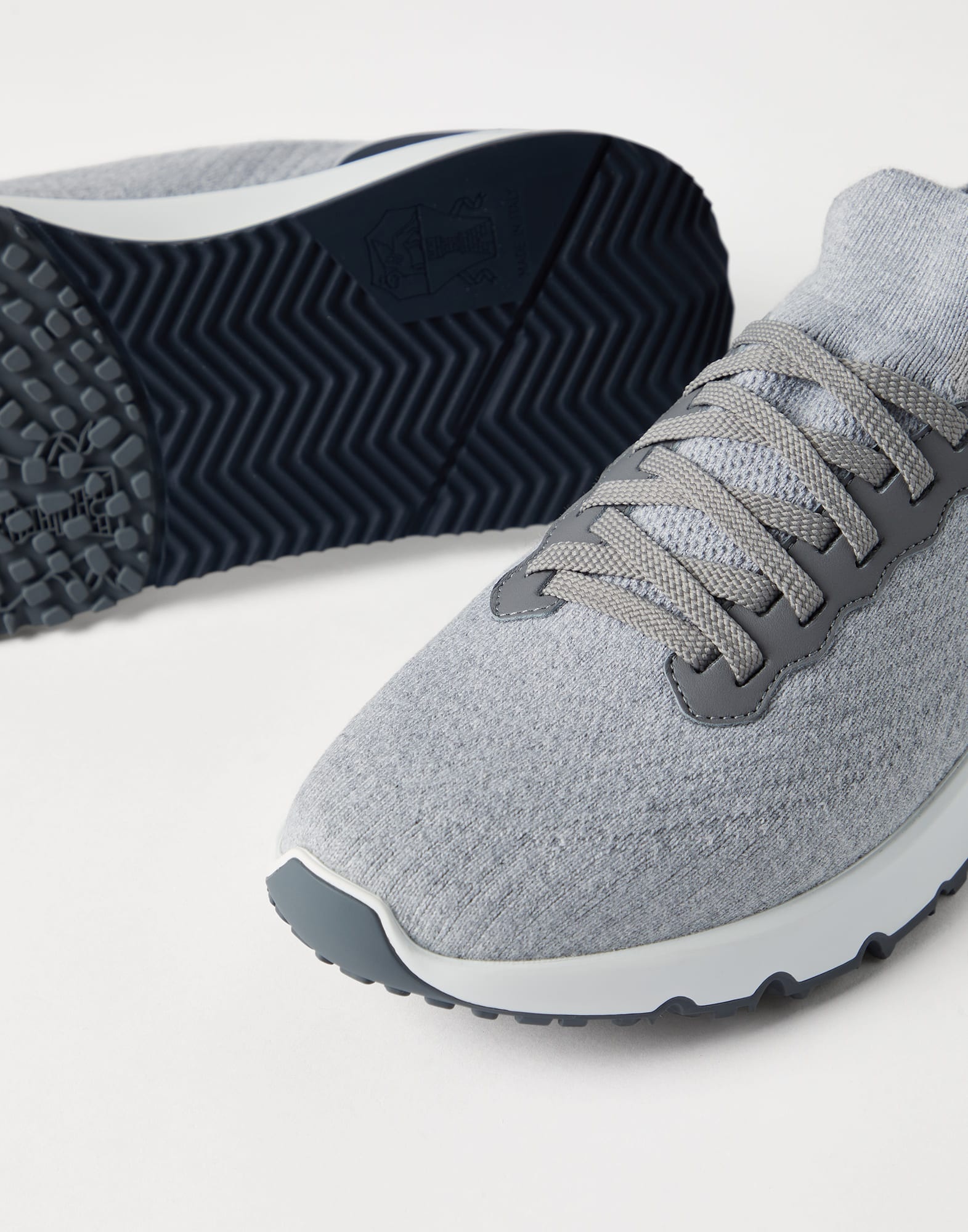 Cotton knit and semi-polished calfskin runners - 3