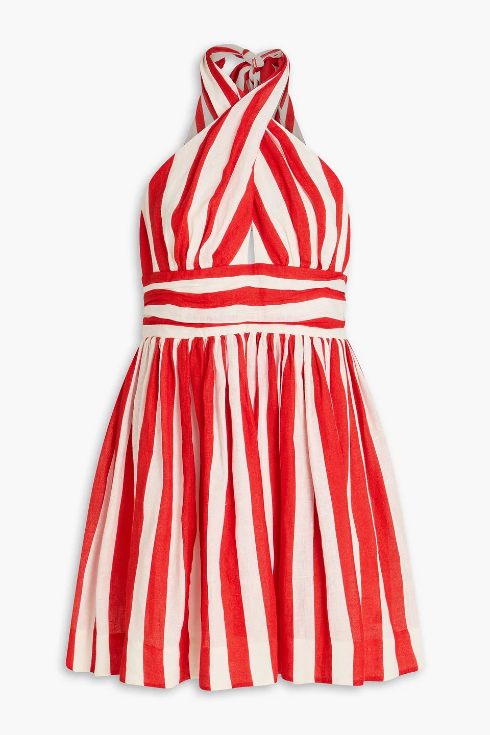 Striped linen halterneck mini dress - 1