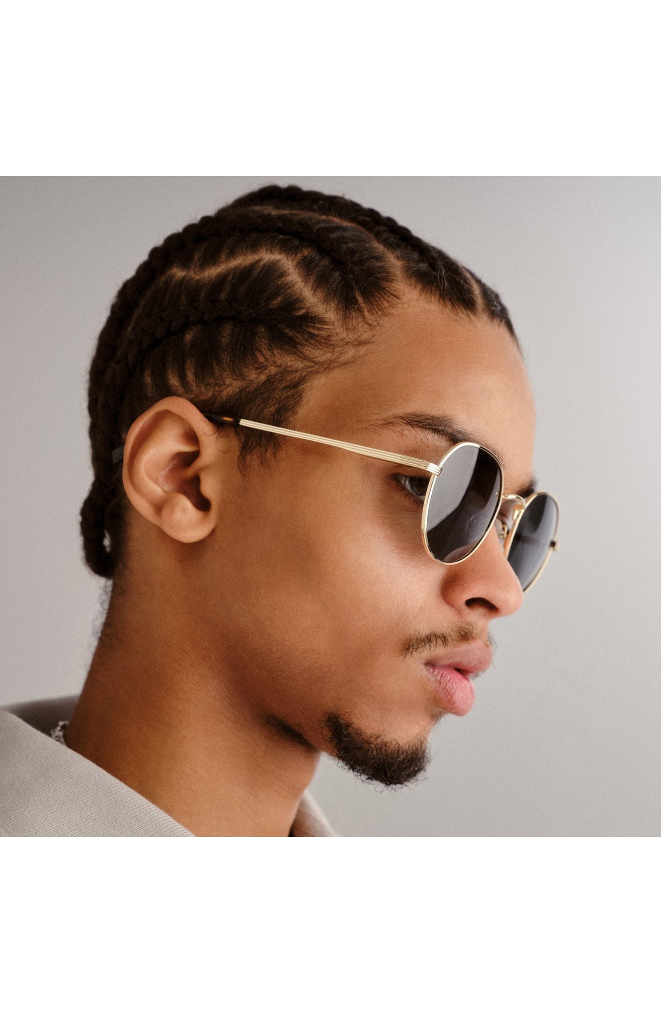 Le Specs Odyssey Round Sunglasses in Gold/Khaki Mono Pol at Nordstrom - 5