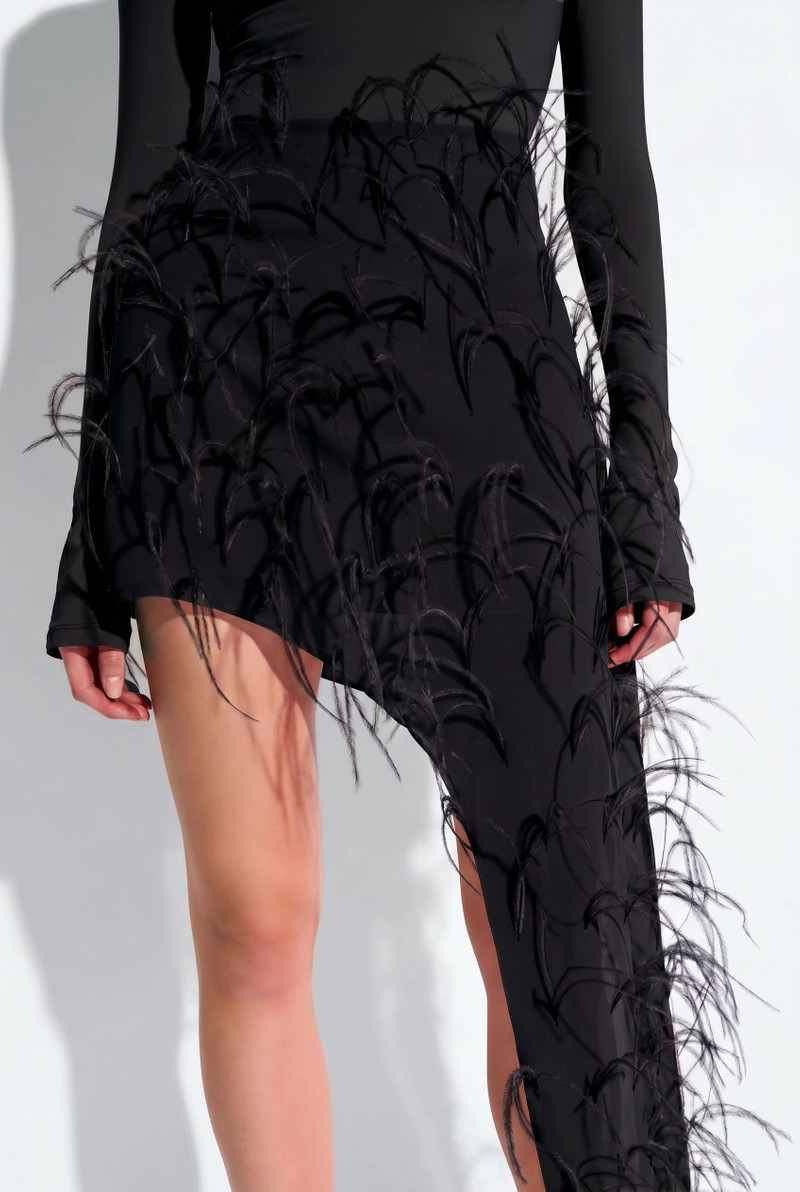 Lightweight Georgette Skirt With Feathers 4