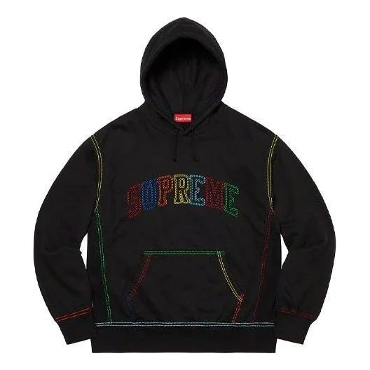 Supreme Big Stitch Hooded Sweatshirt 'Black' SUP-FW20-220 - 1