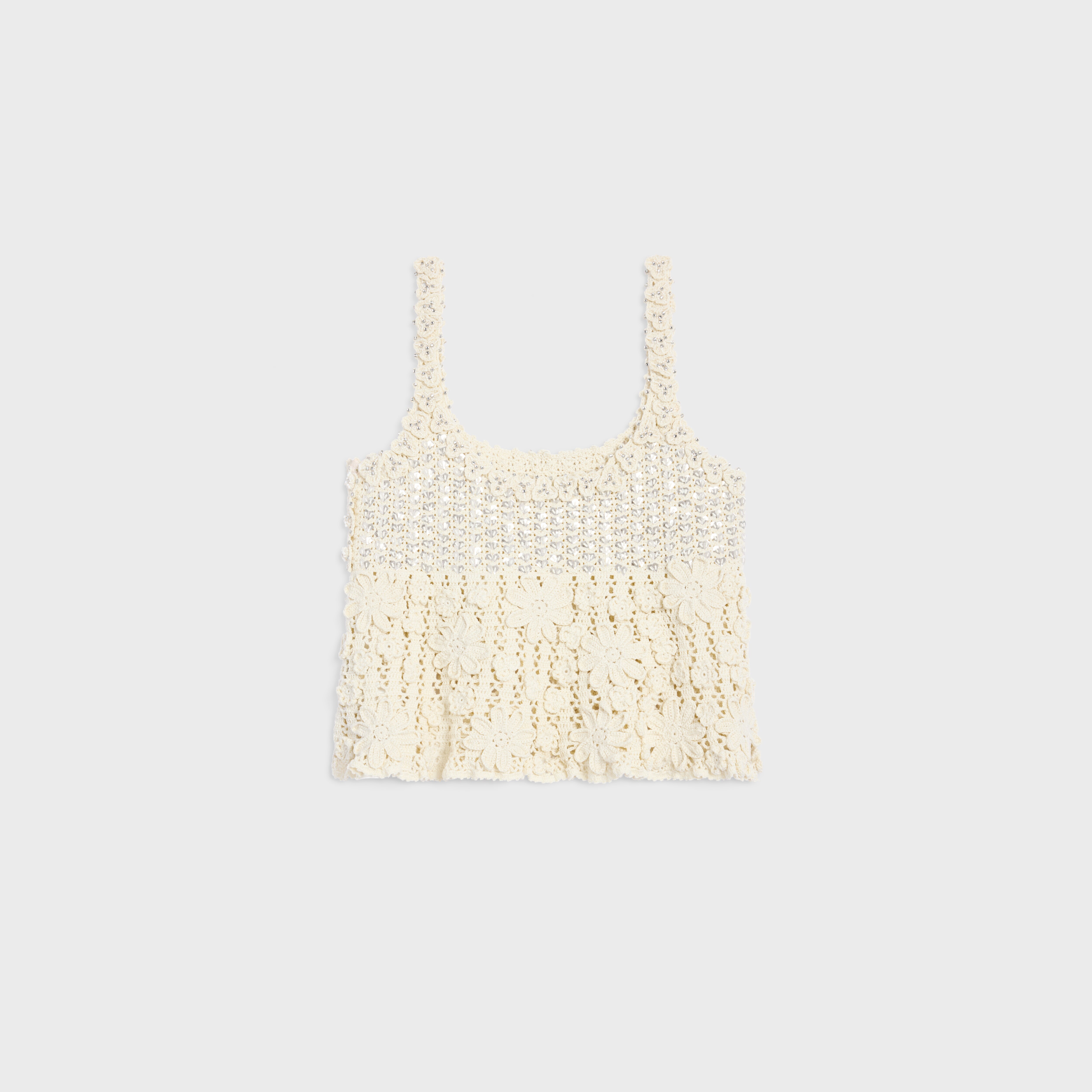 embroidered crop top in crocheted cotton - 2