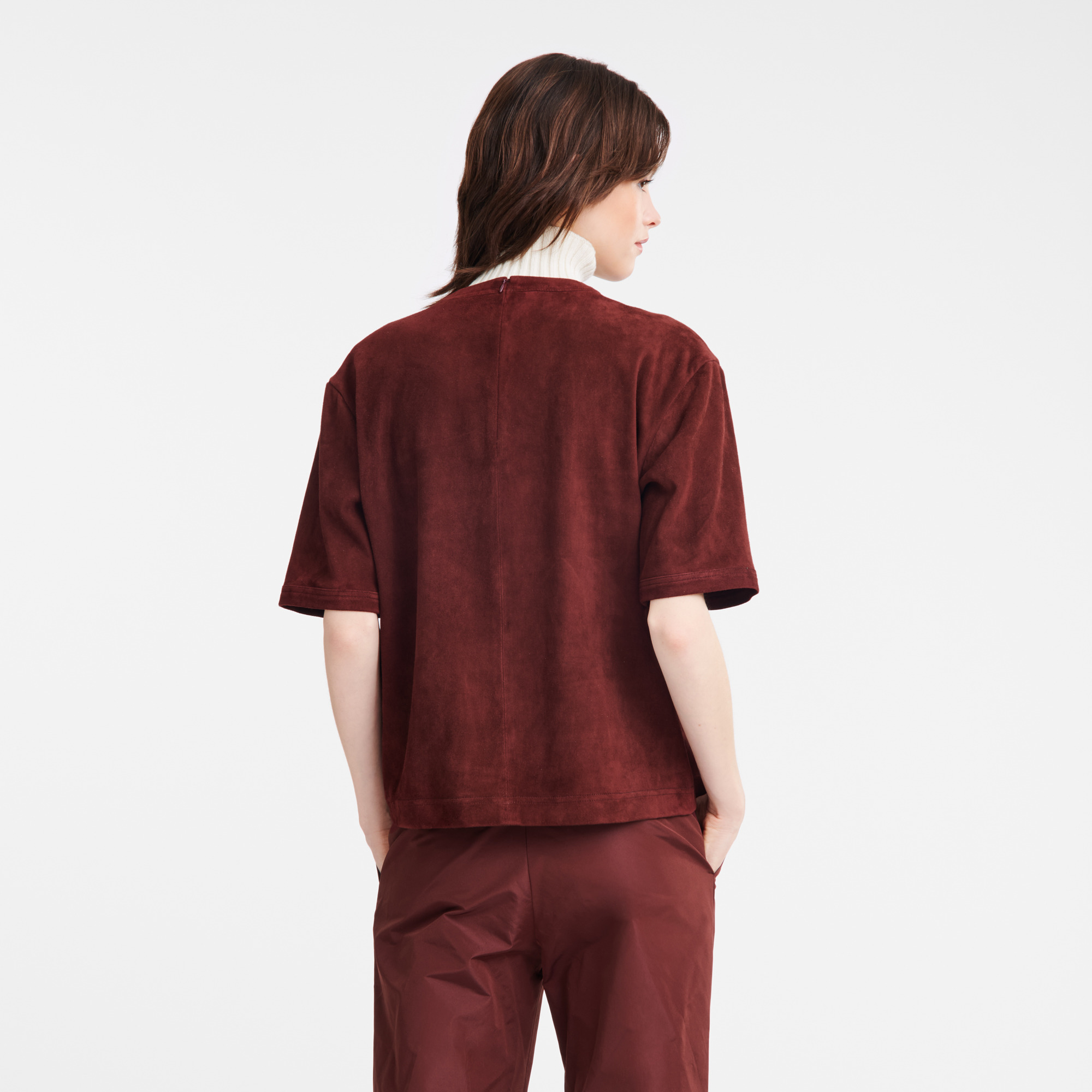 Short leather top Burgundy - Leather - 3