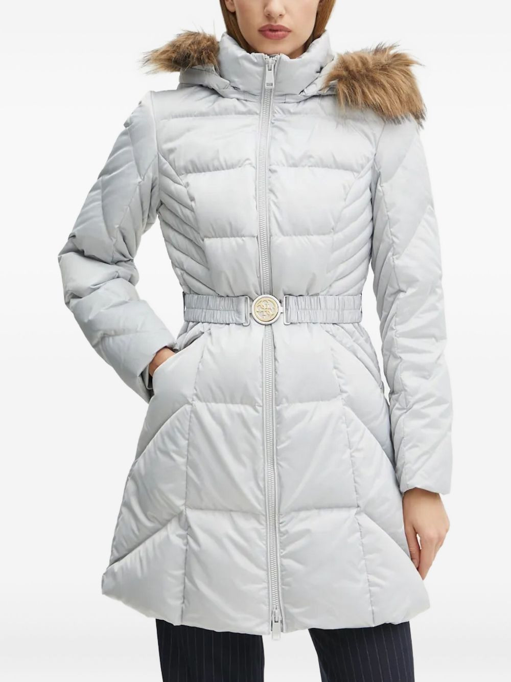 quilted-pattern single-breasted coat - 1