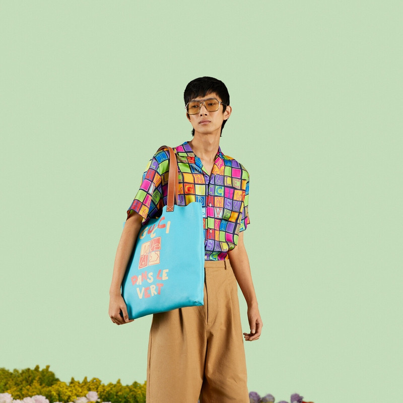 'Gucci Dans Le Vert' print large tote bag 4