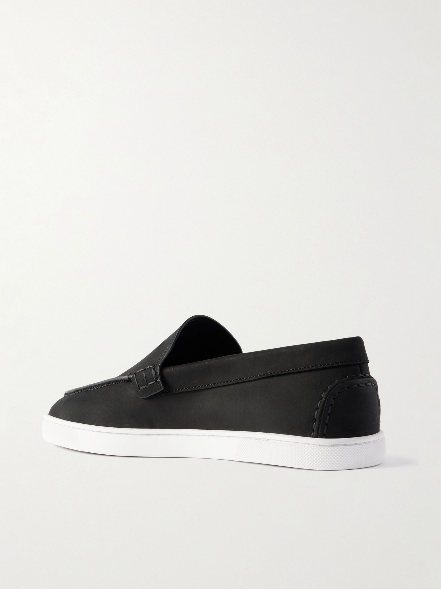 Moonboat Logo-Embossed Nubuck Loafers Black - 4