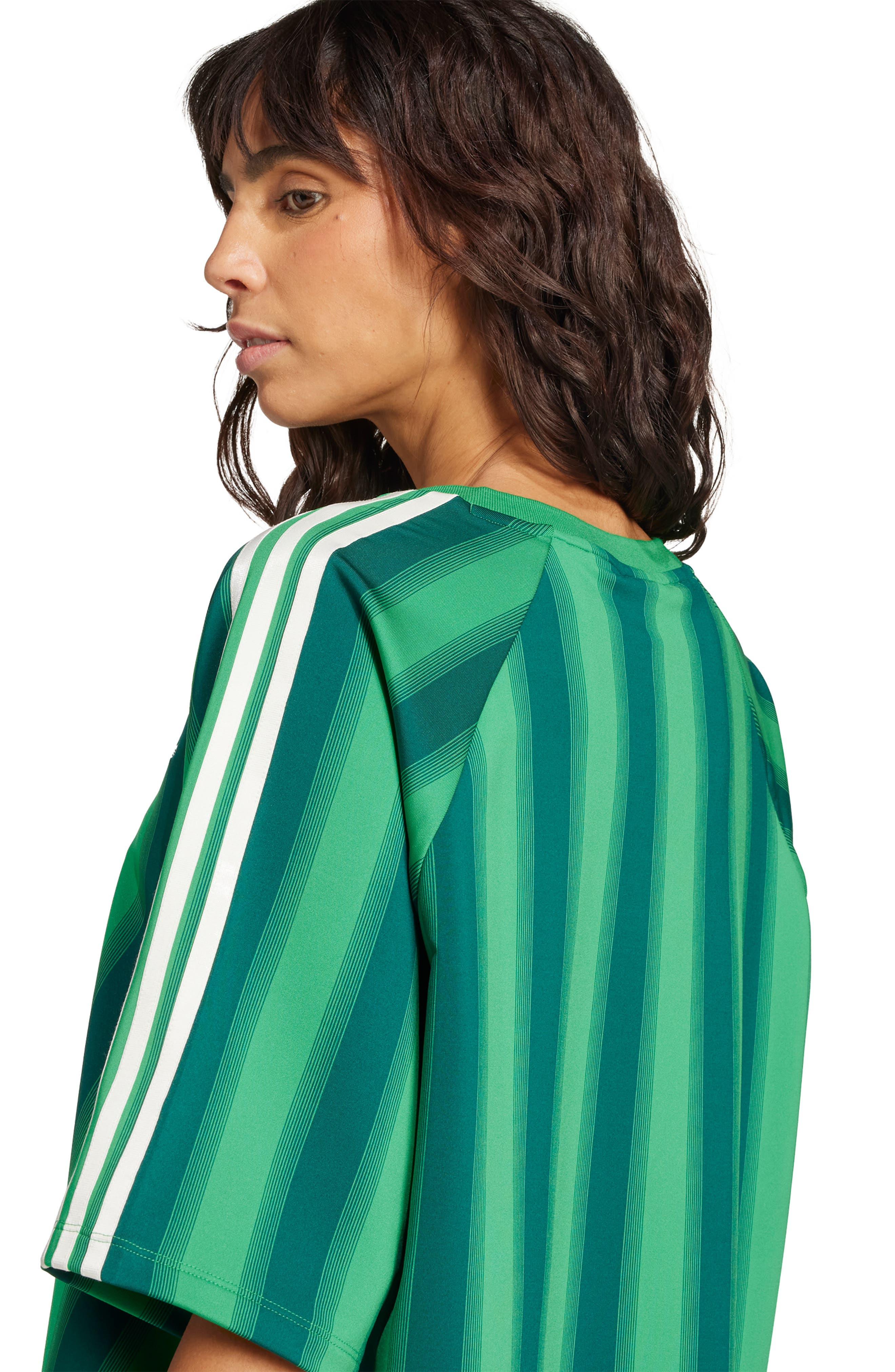 adidas Linear Stripe Jersey T-Shirt in Green at Nordstrom - 3