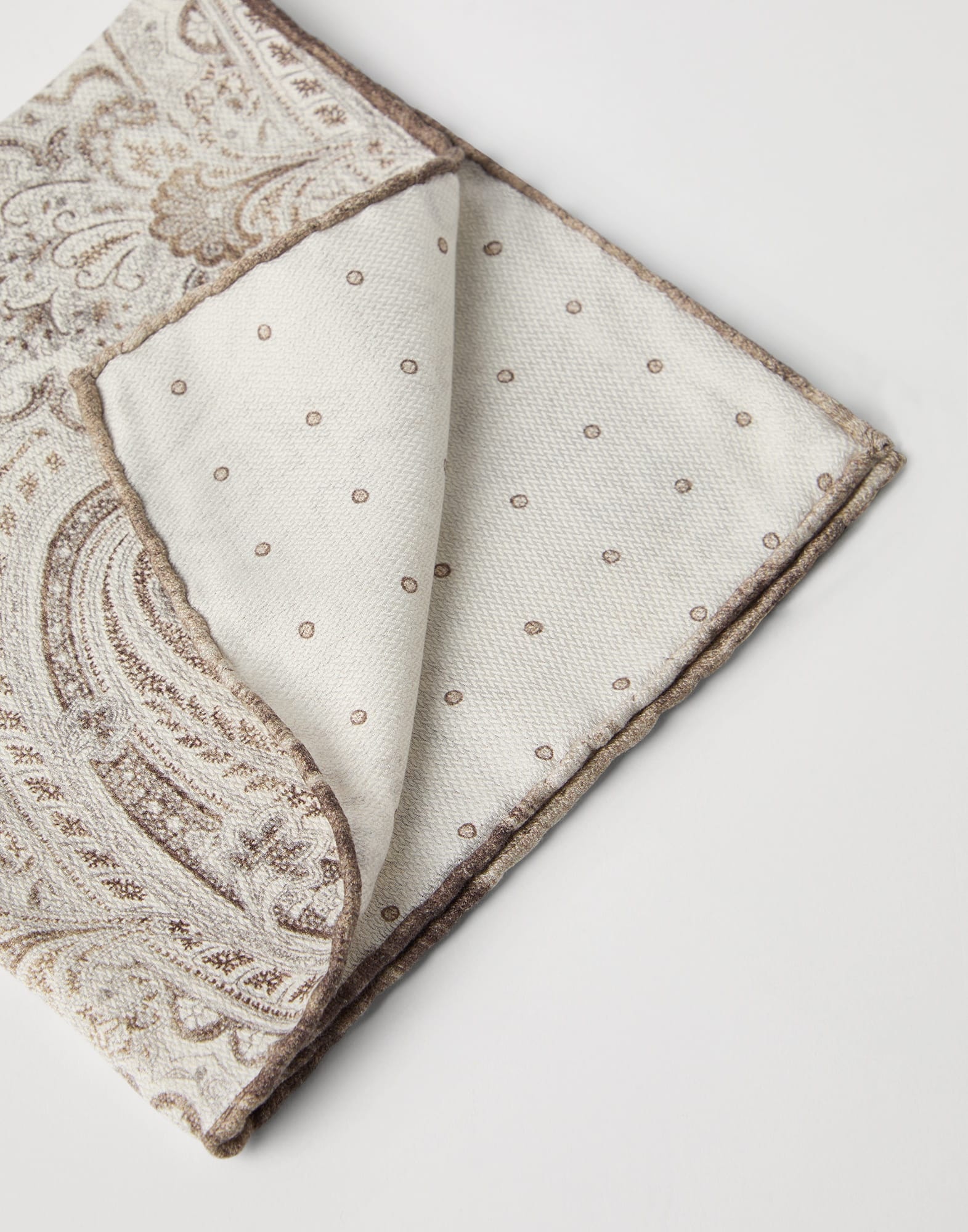 Double face silk pocket square with paisley design - 2
