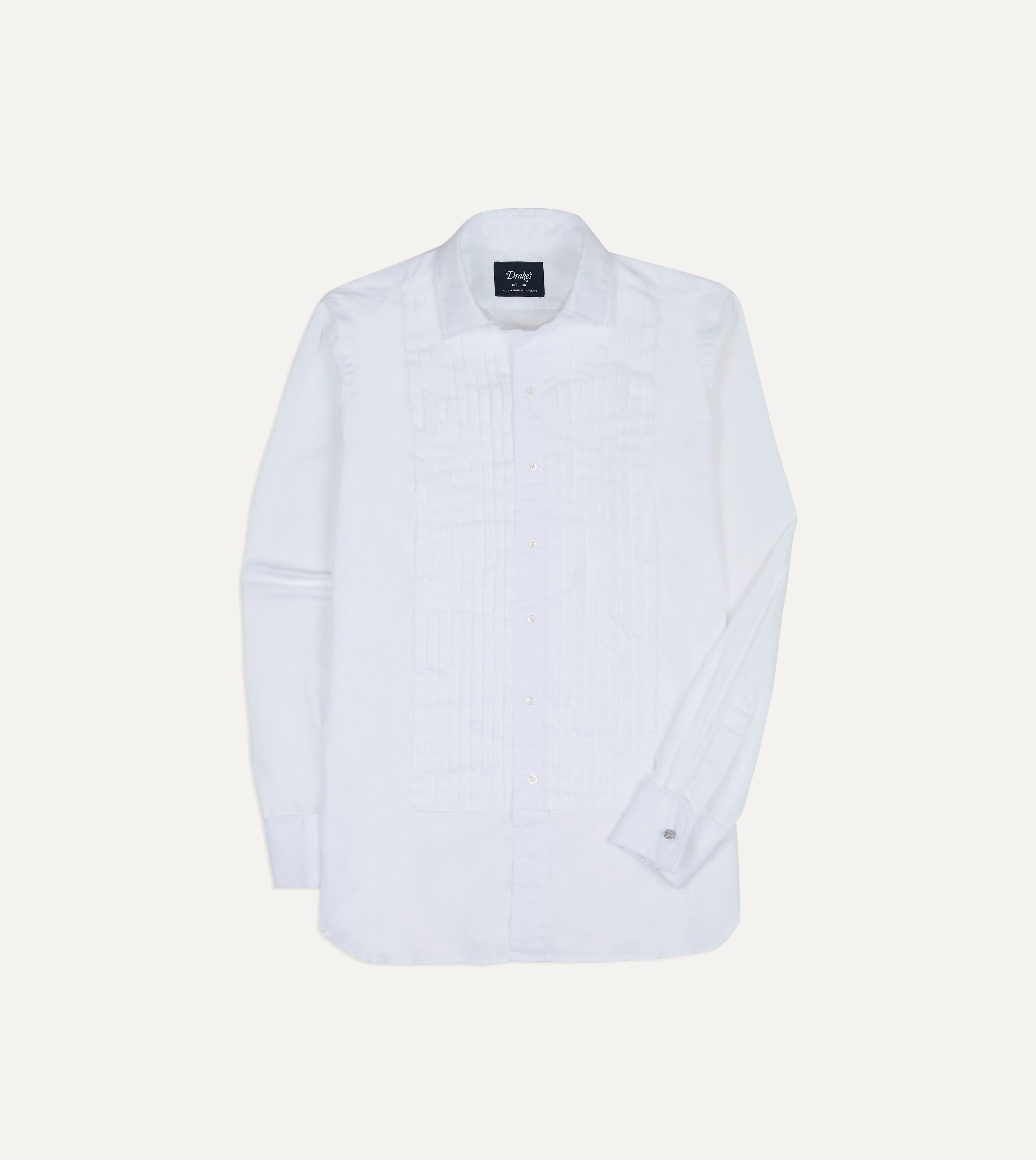 White Cotton Pleated Bib Front Dinner Shirt - 1