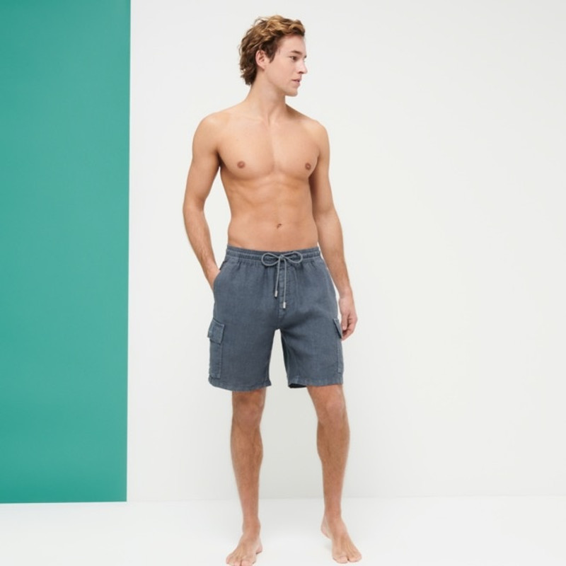 Men Linen Bermuda Shorts Natural Dye 3