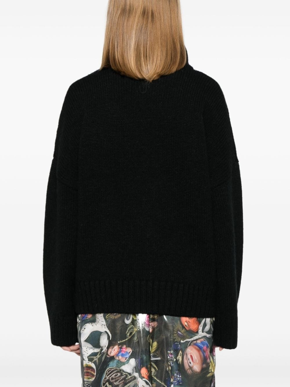 high-neck leather-pocket sweater - 4
