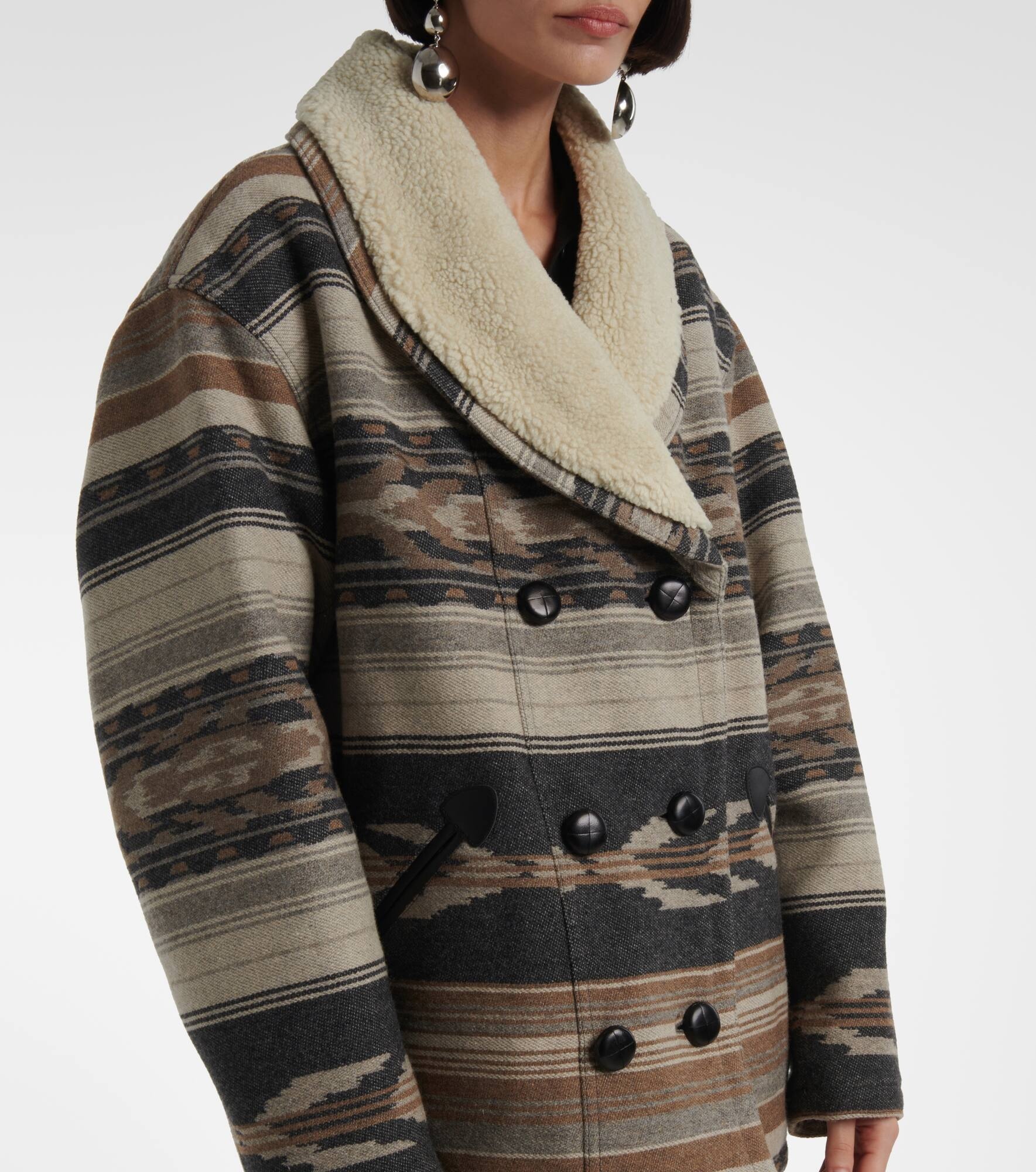 Dorcas faux shearling-trimmed peacoat - 4