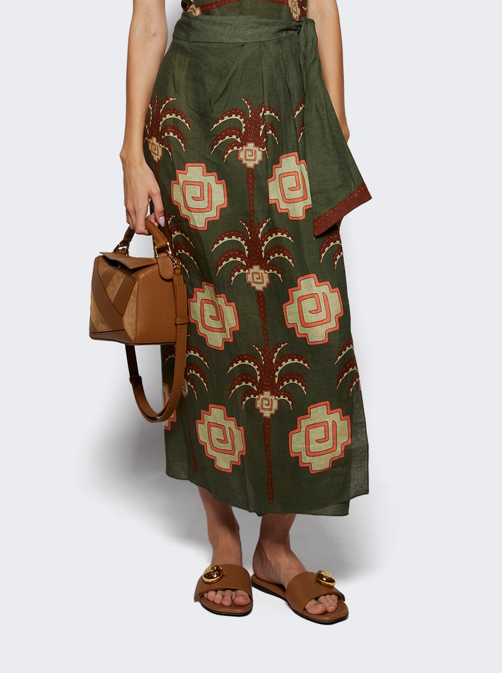 Amazon Echoes Wrap Skirt Green And Chocolate - 2