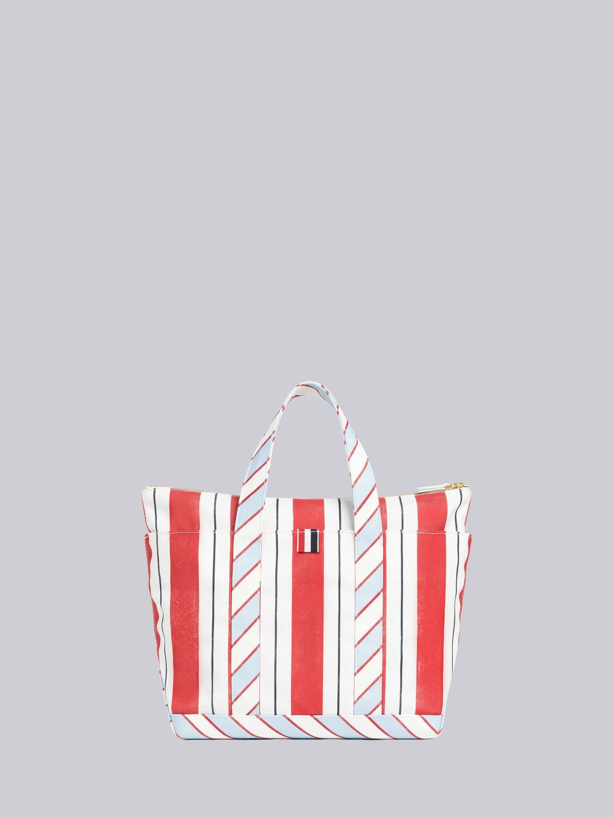 Thom Browne appliqué-stripe tote bag - Grey