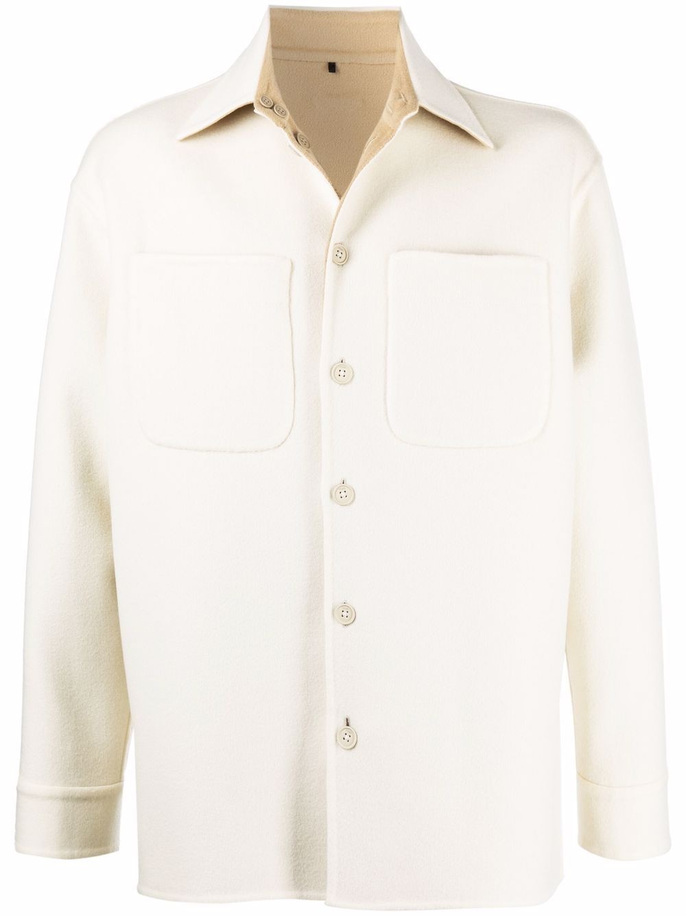 long-sleeve cashmere shirt jacket - 1