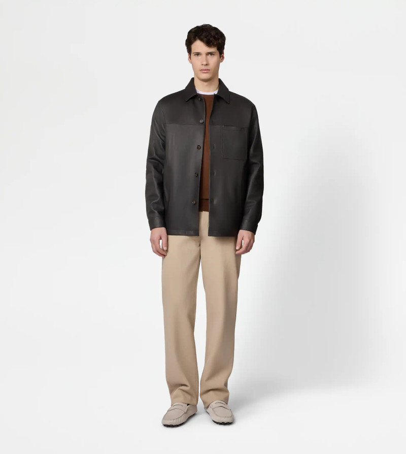 Tod's OVERSHIRT IN NAPPA LEATHER - BROWN outlook