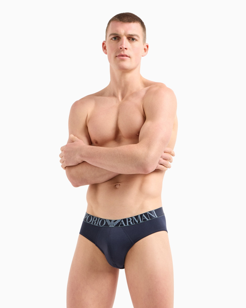 Three-pack of ASV shiny logoband organic-cotton briefs 2