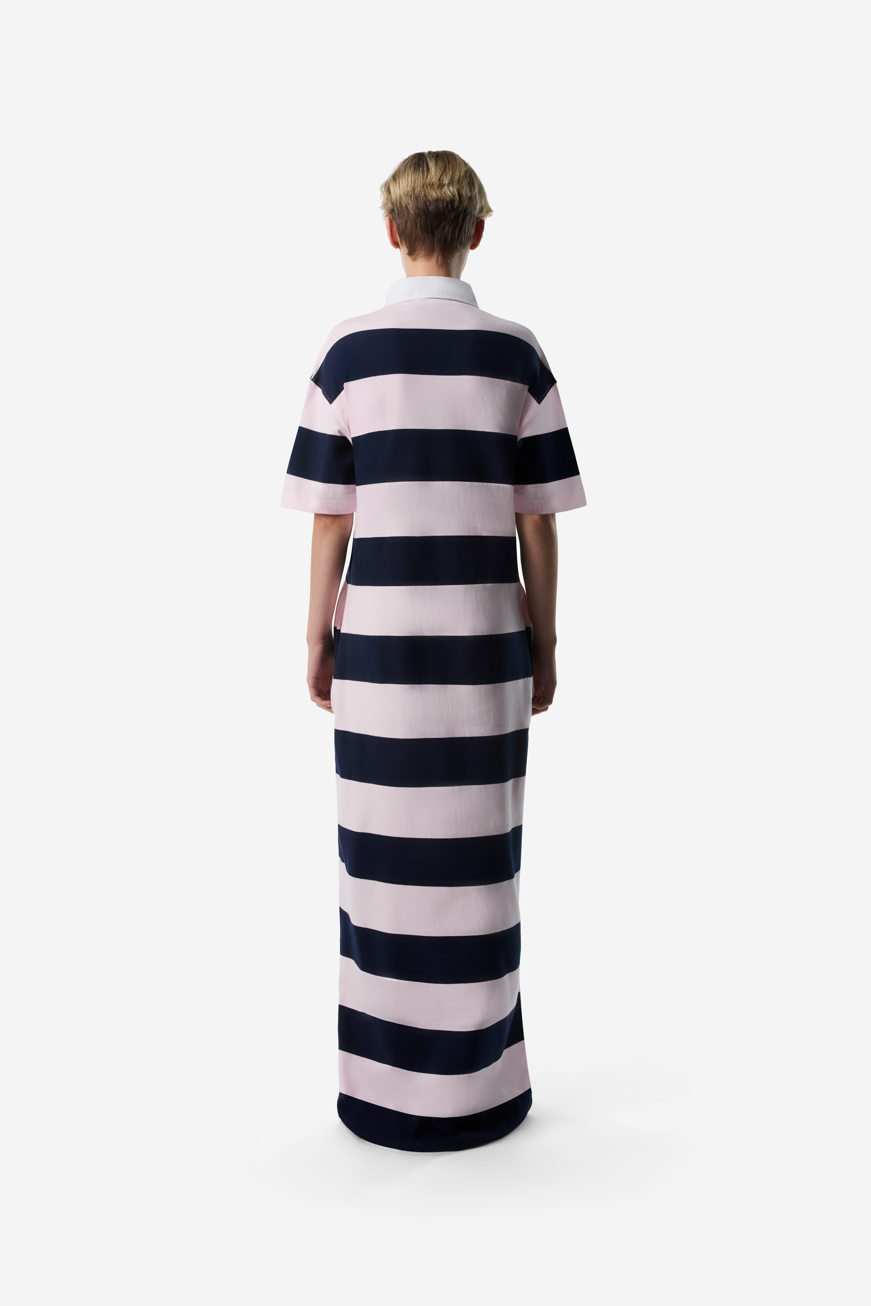 Striped Long Polo Dress - 4