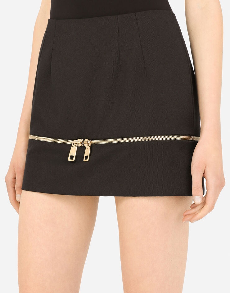 Gabardine miniskirt with zipper - 4