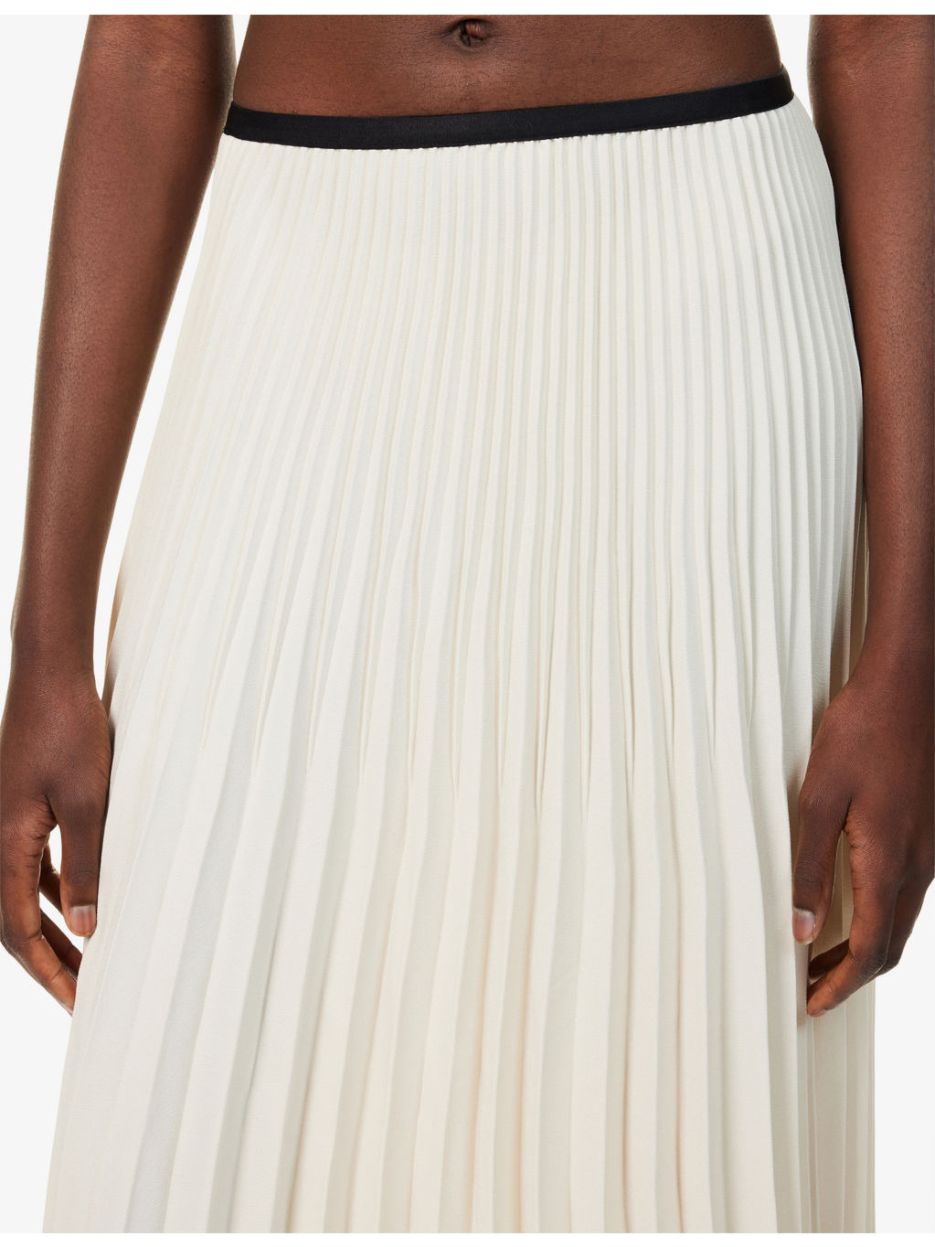 Pleated High-Waist Woven Midi Skirt - 5