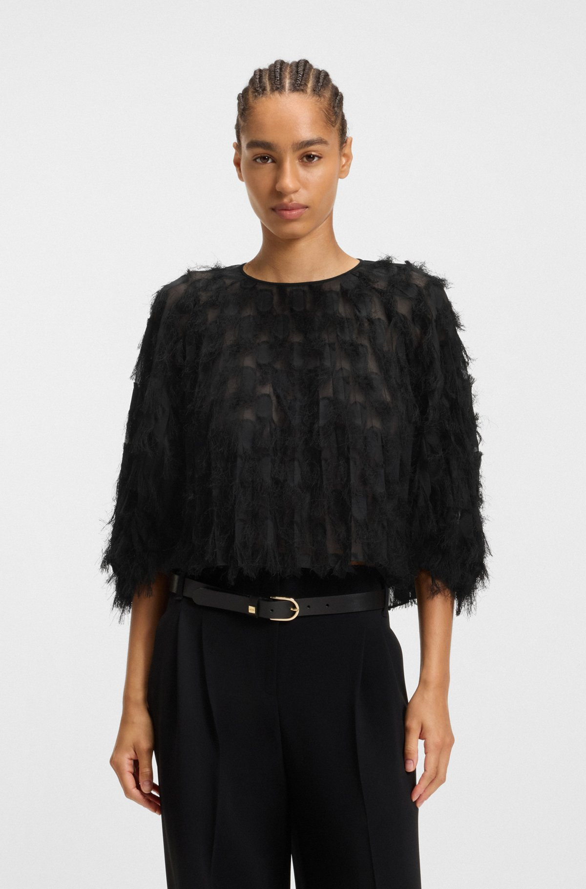 RELAXED-FIT BLOUSE IN FEATHER JACQUARD - 2