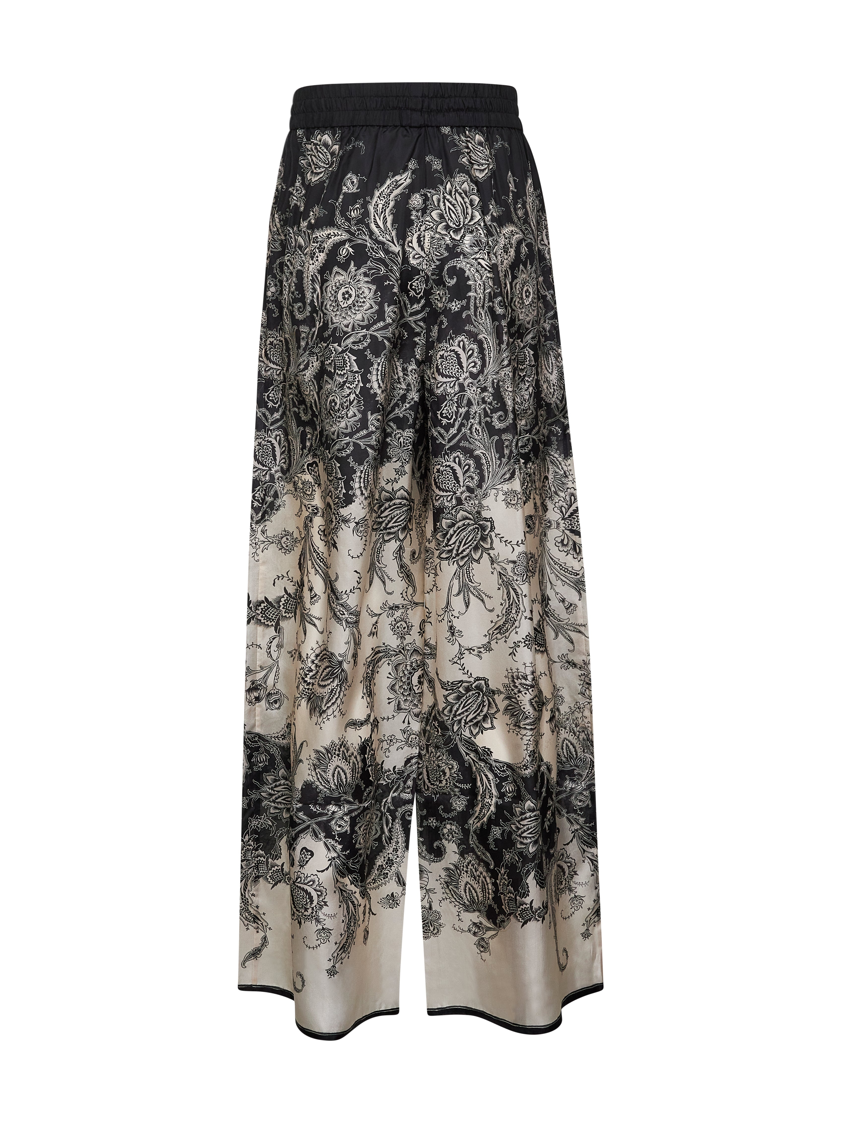 Cream and black floral habotai silk Rhiannon trousers - 2