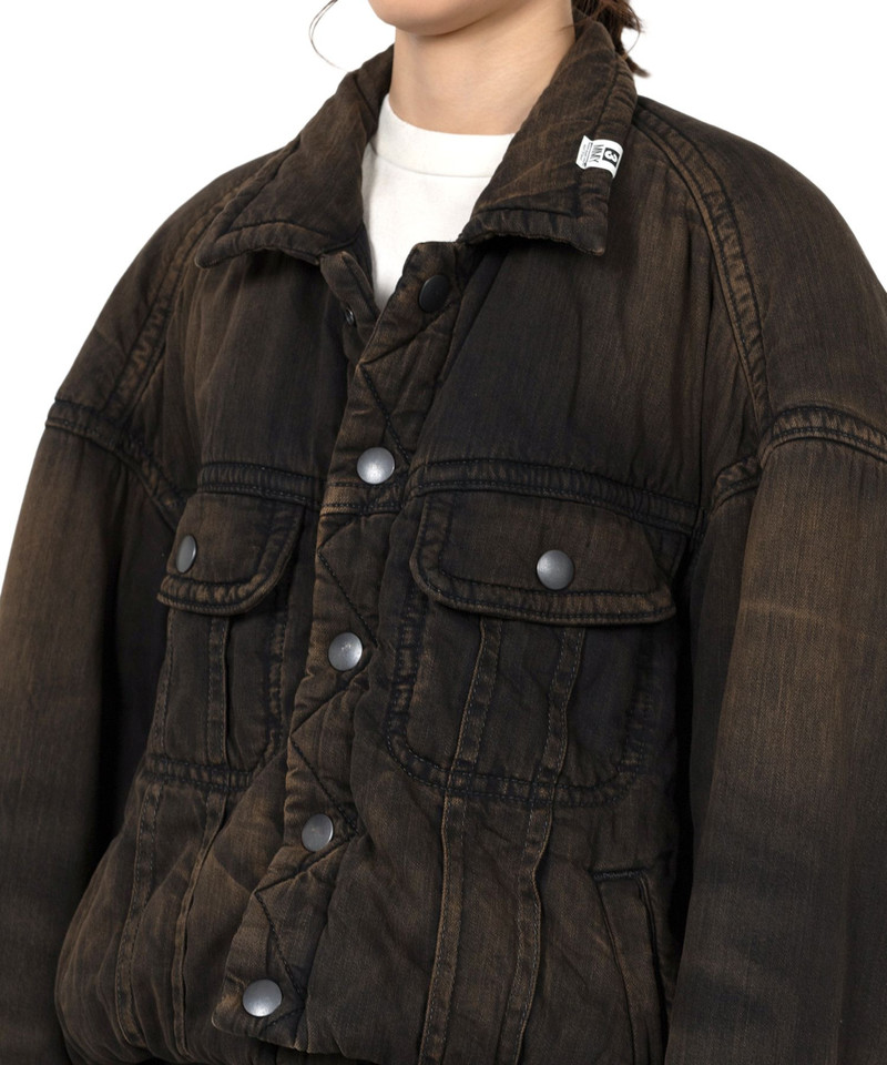 Roll-up Hem Puffer Denim Jacket 7
