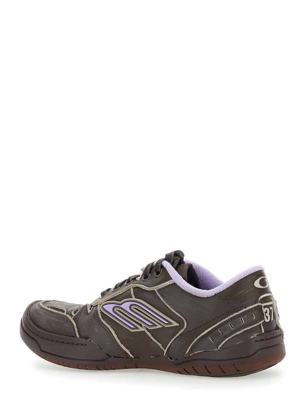 Balenciaga Women 'Hampton' Brown Sneaker With Side Logo And Worn Effect In Leather And Fabric Blend  - 3