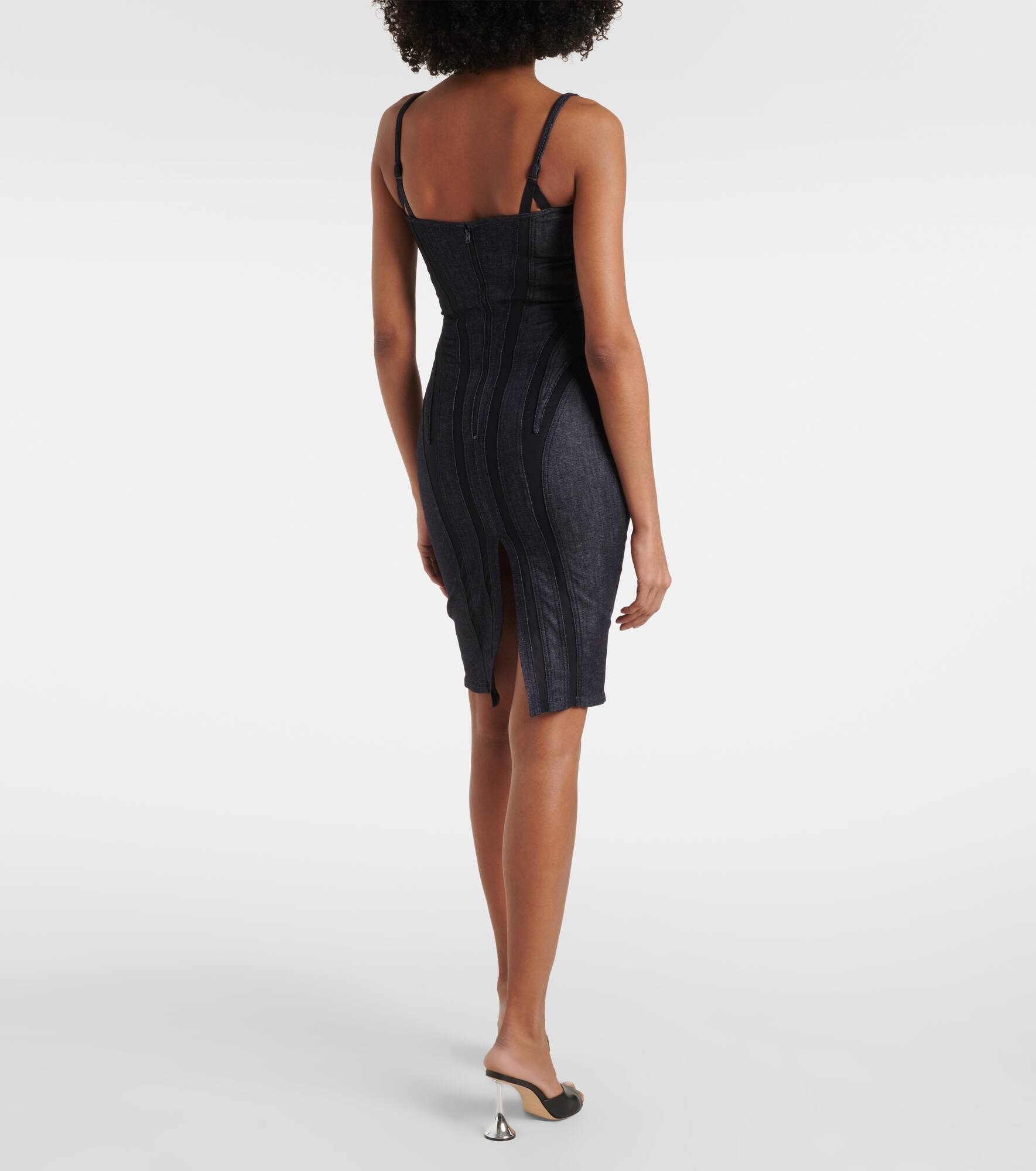 Paneled denim bustier dress - 3