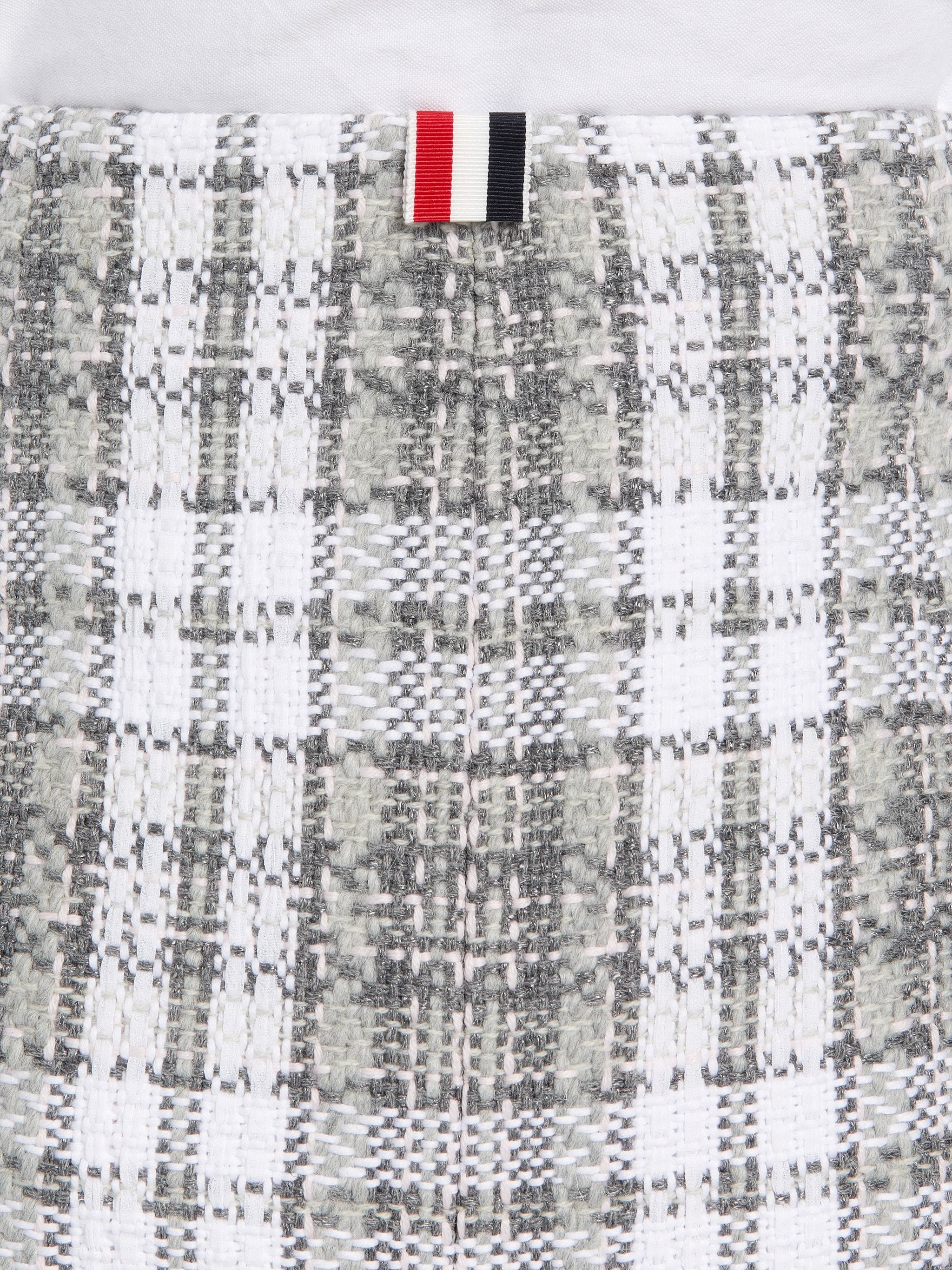 Medium Grey Tartan Check Tweed Frayed Low-rise Pencil Skirt - 5