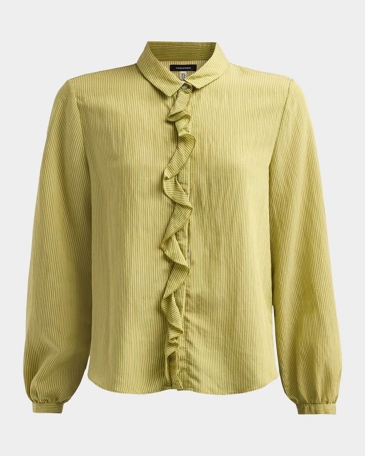 Pinstriped Ruffle Blouse - 1
